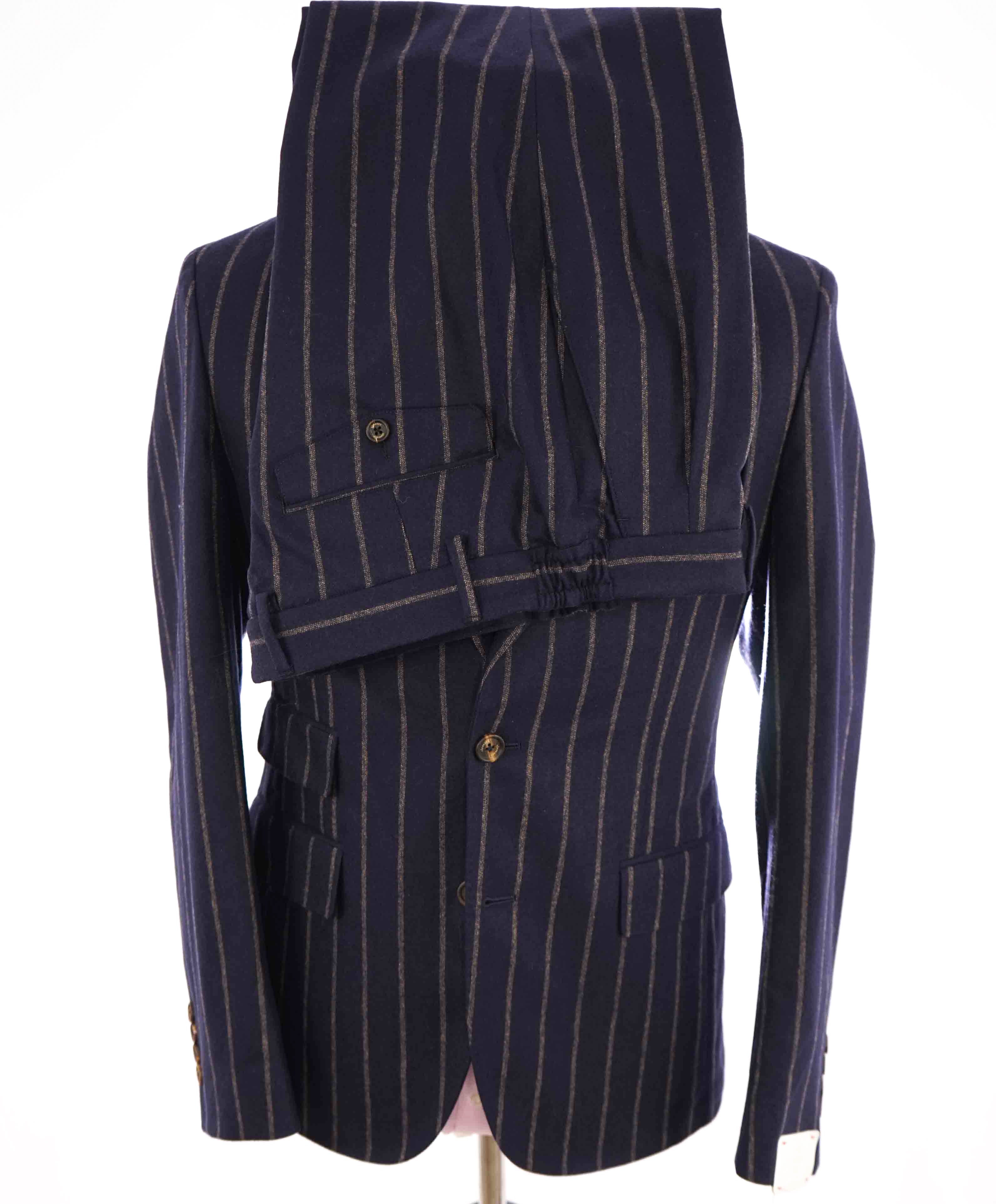 $2,195 ELEVENTY - *CASHMERE/WOOL* Navy Camel Chalk Stripe Suit - 40US (50EU)