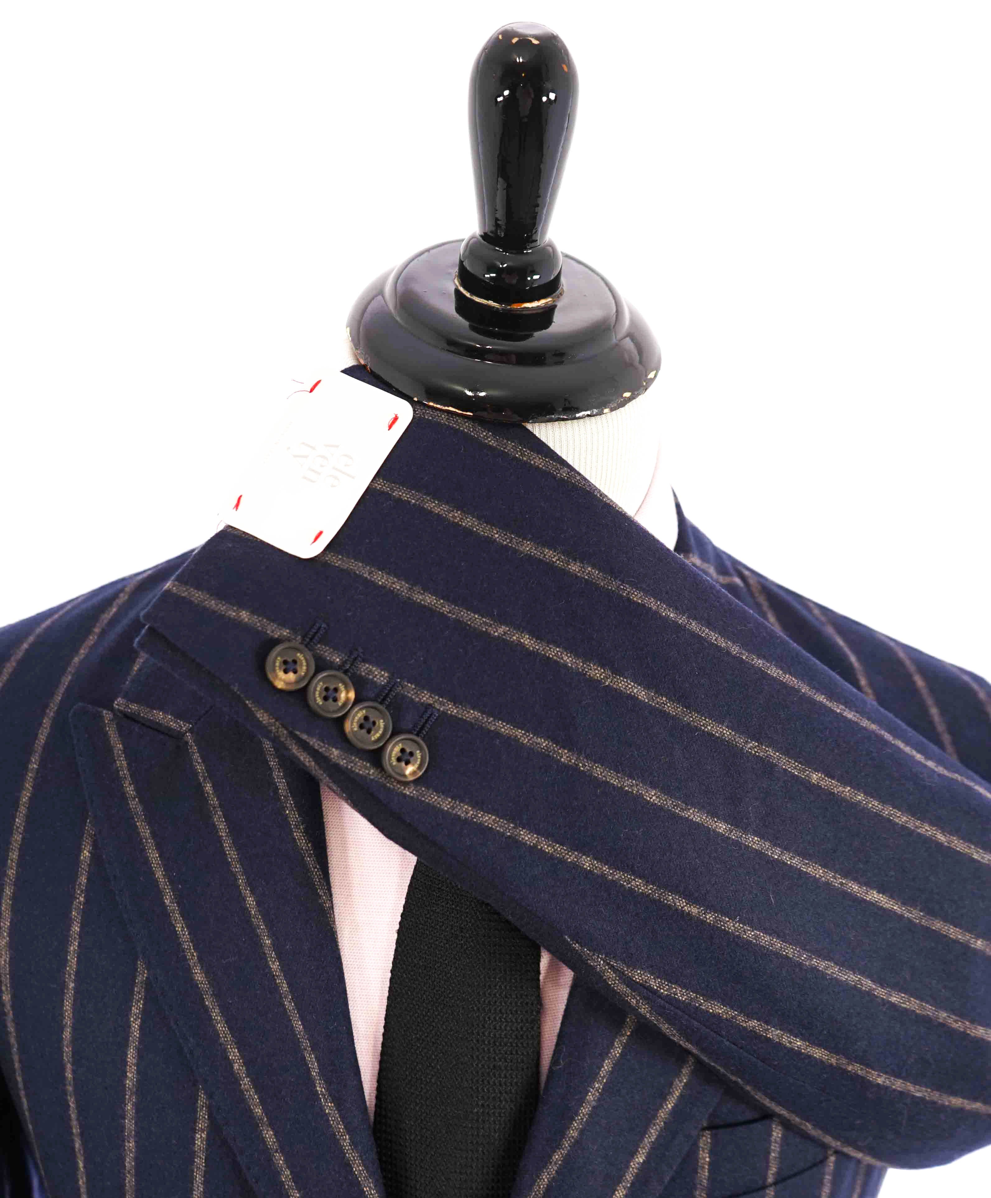 $2,195 ELEVENTY - *CASHMERE/WOOL* Navy Camel Chalk Stripe Suit - 40US (50EU)