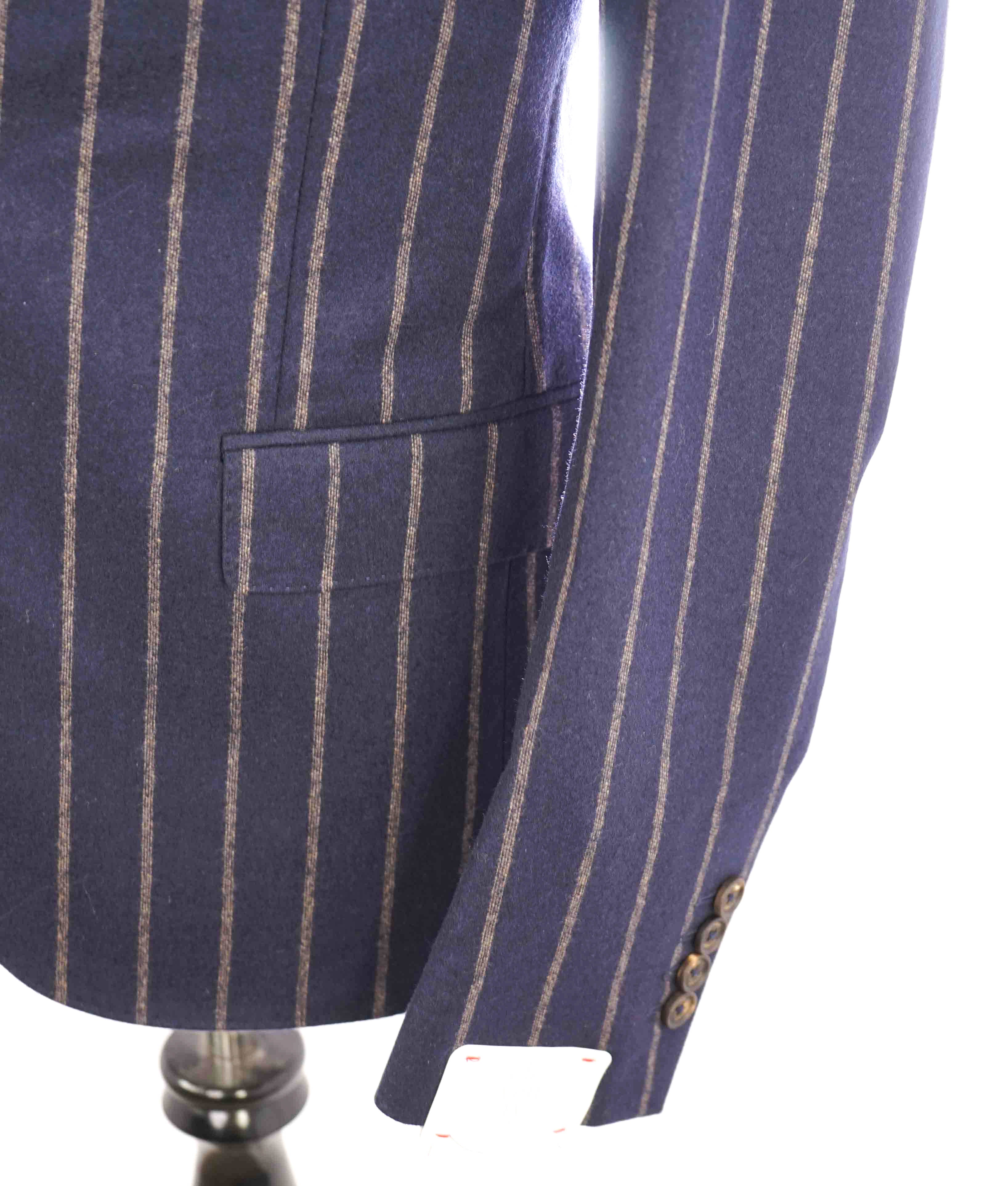 $2,195 ELEVENTY - *CASHMERE/WOOL* Navy Camel Chalk Stripe Suit - 40US (50EU)