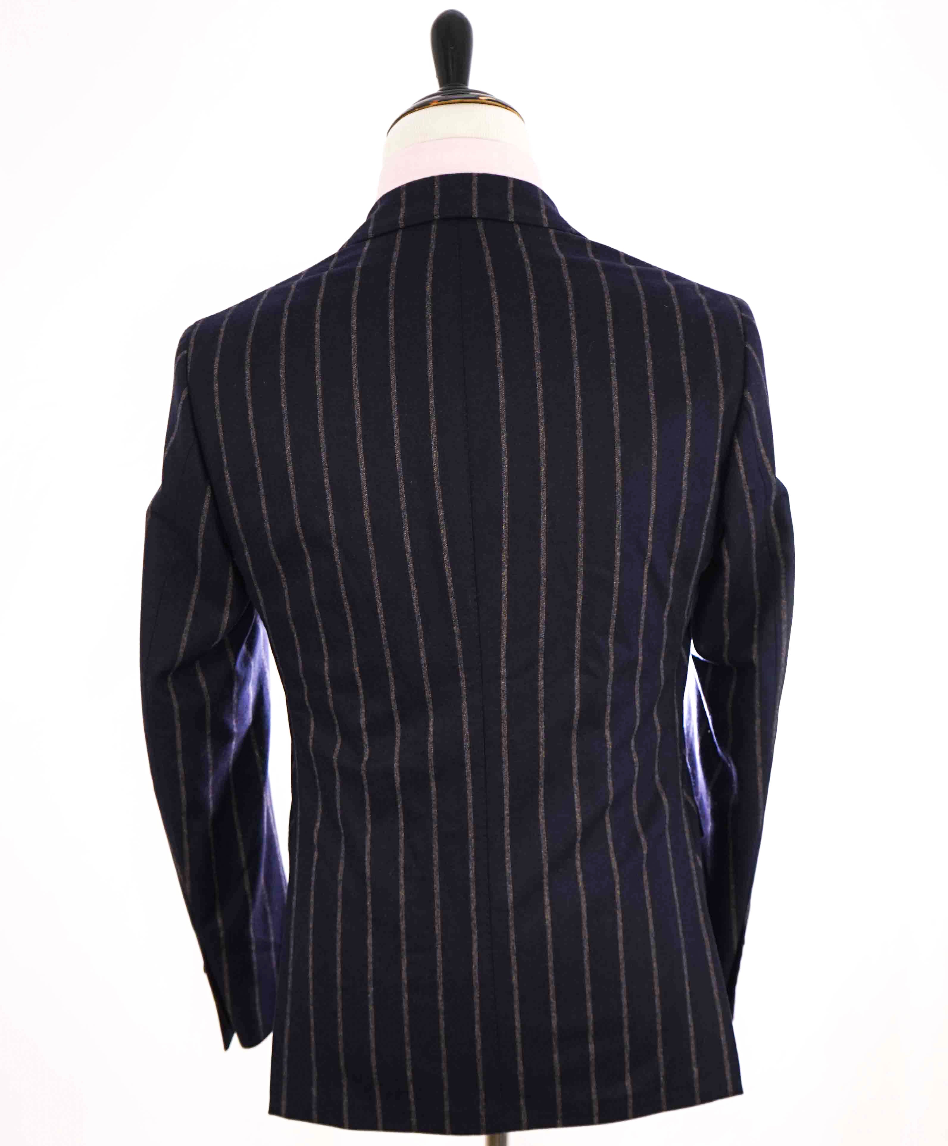 $2,195 ELEVENTY - *CASHMERE/WOOL* Navy Camel Chalk Stripe Suit - 40US (50EU)