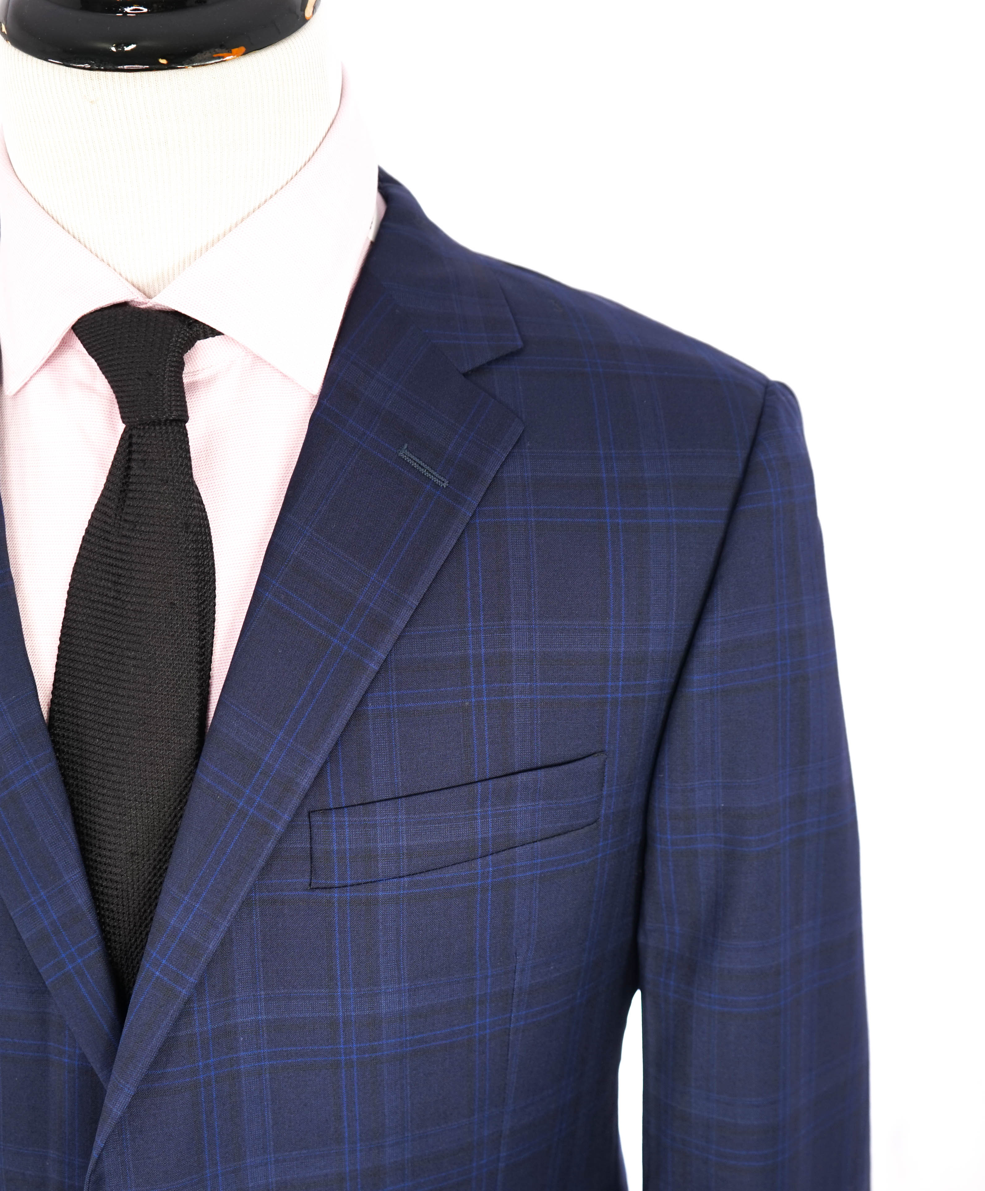 HICKEY FREEMAN - Blue Plaid Check All Season Weight Wool Blazer - 42S