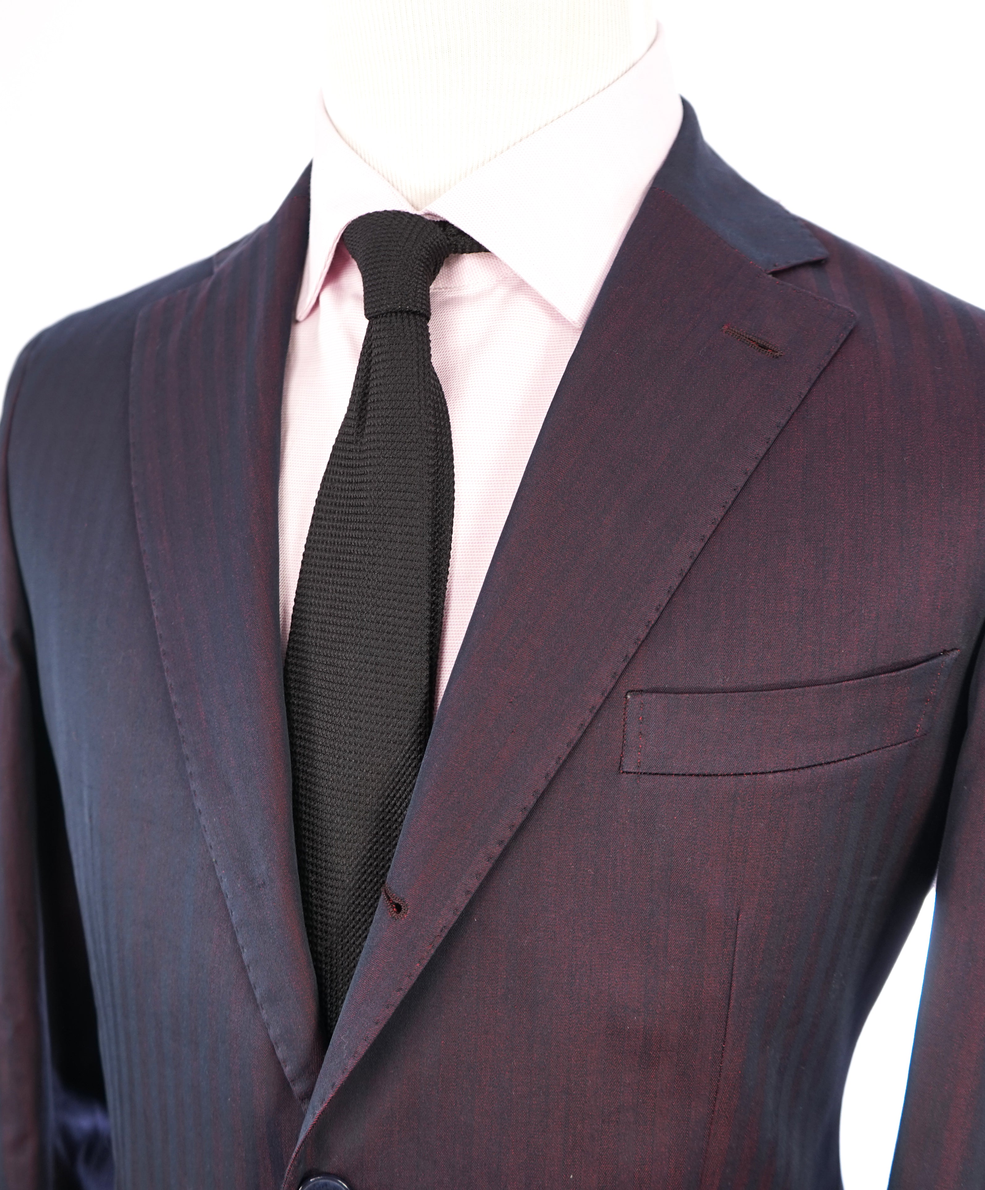 L'8 L.B.M. 1911 - Luigi Bianchi Herringbone Premium Unlined Burgundy Suit - 40R