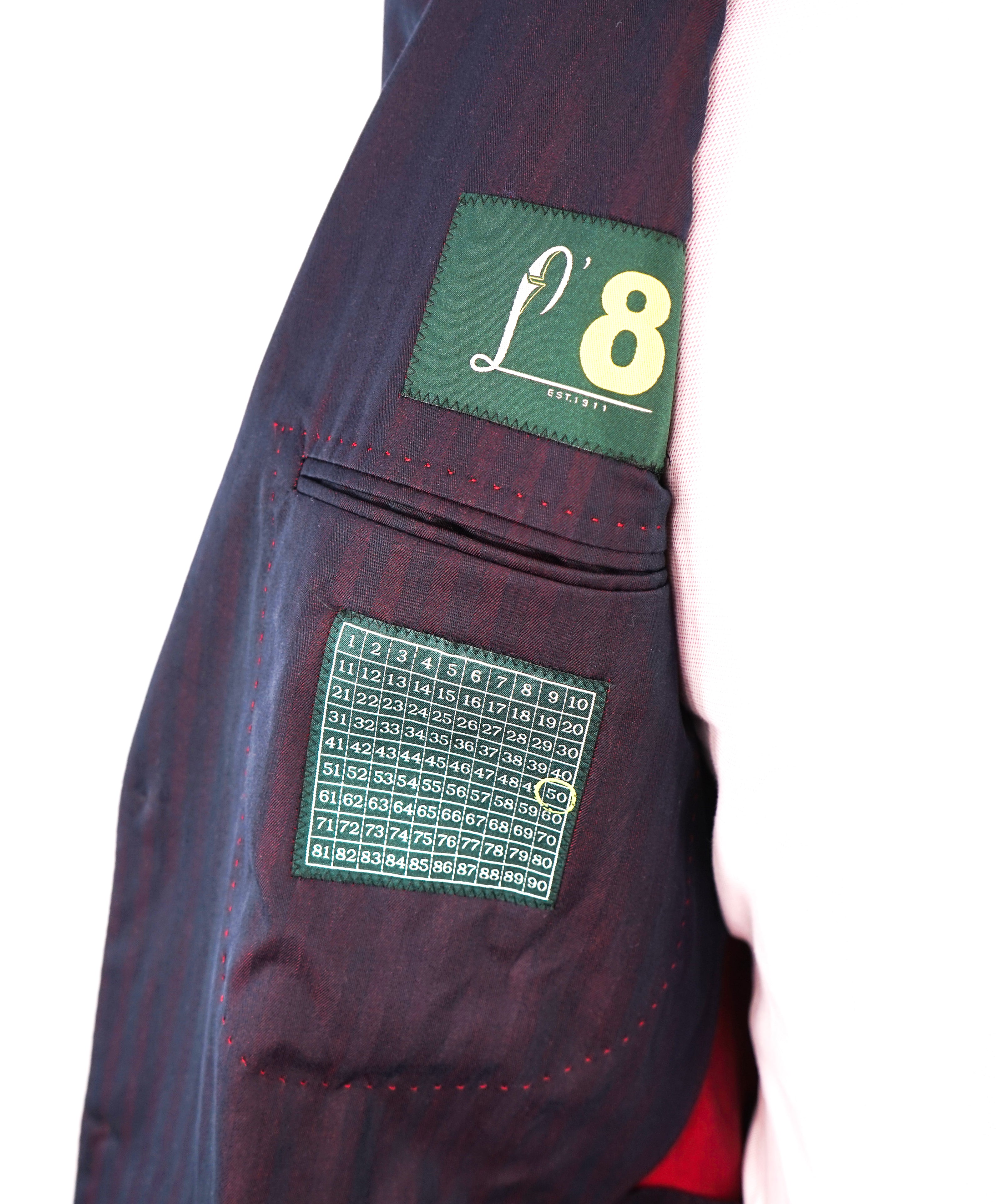 L'8 L.B.M. 1911 - Luigi Bianchi Herringbone Premium Unlined Burgundy Suit - 40R