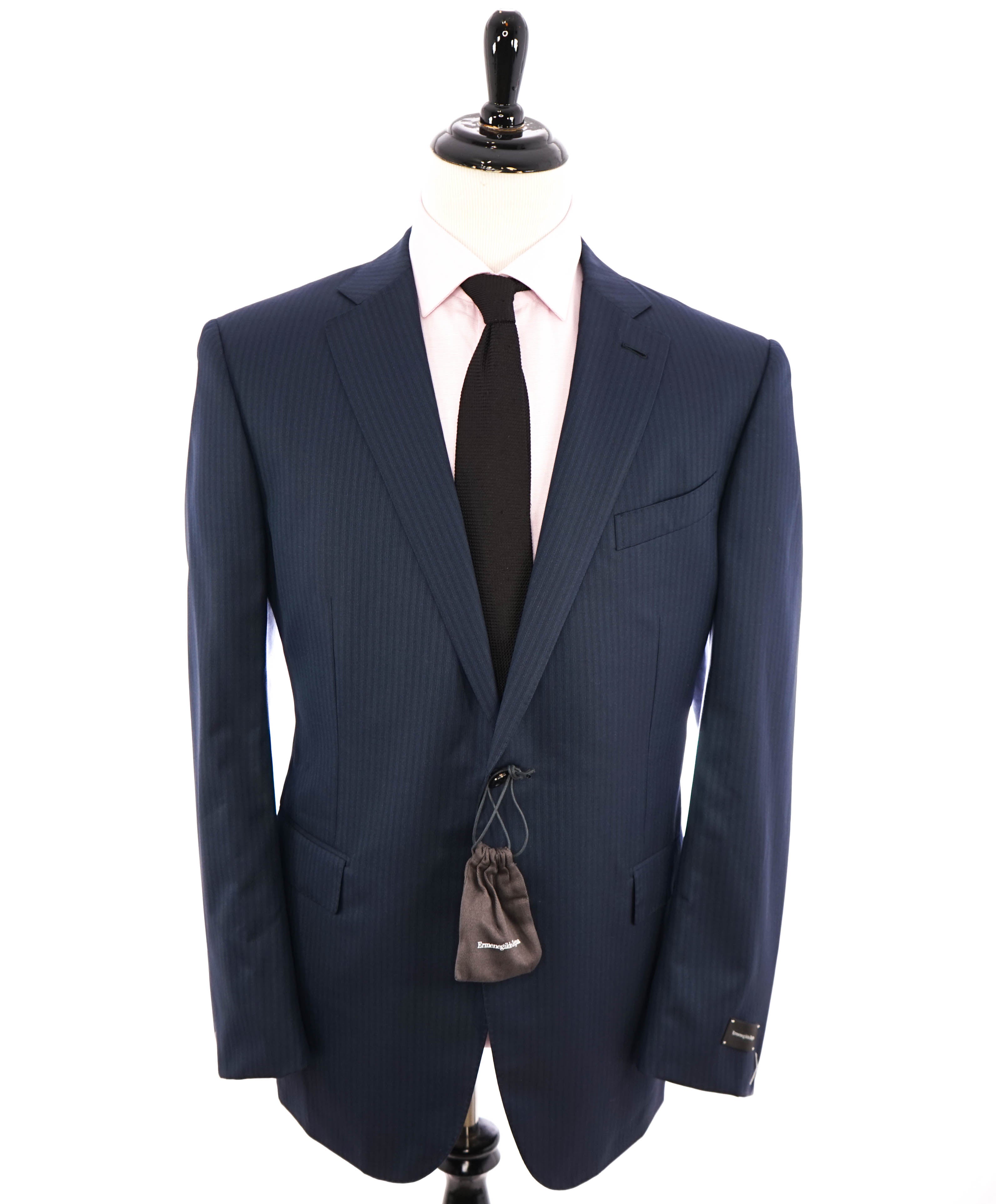 ERMENEGILDO ZEGNA -"TROFEO 600" *Tonal Shadow Stripe* Blue Suit - 48R