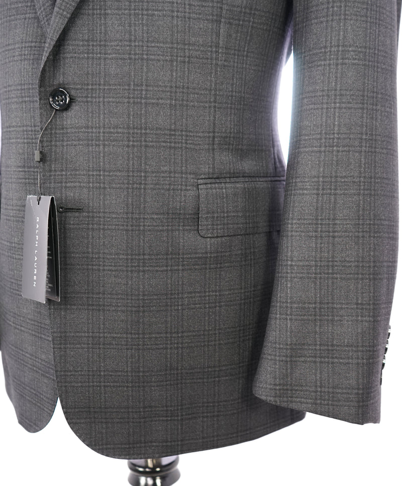 RALPH LAUREN BLACK LABEL - "Anthony" Plaid Side-Tabs Peak lapel Suit - 44R