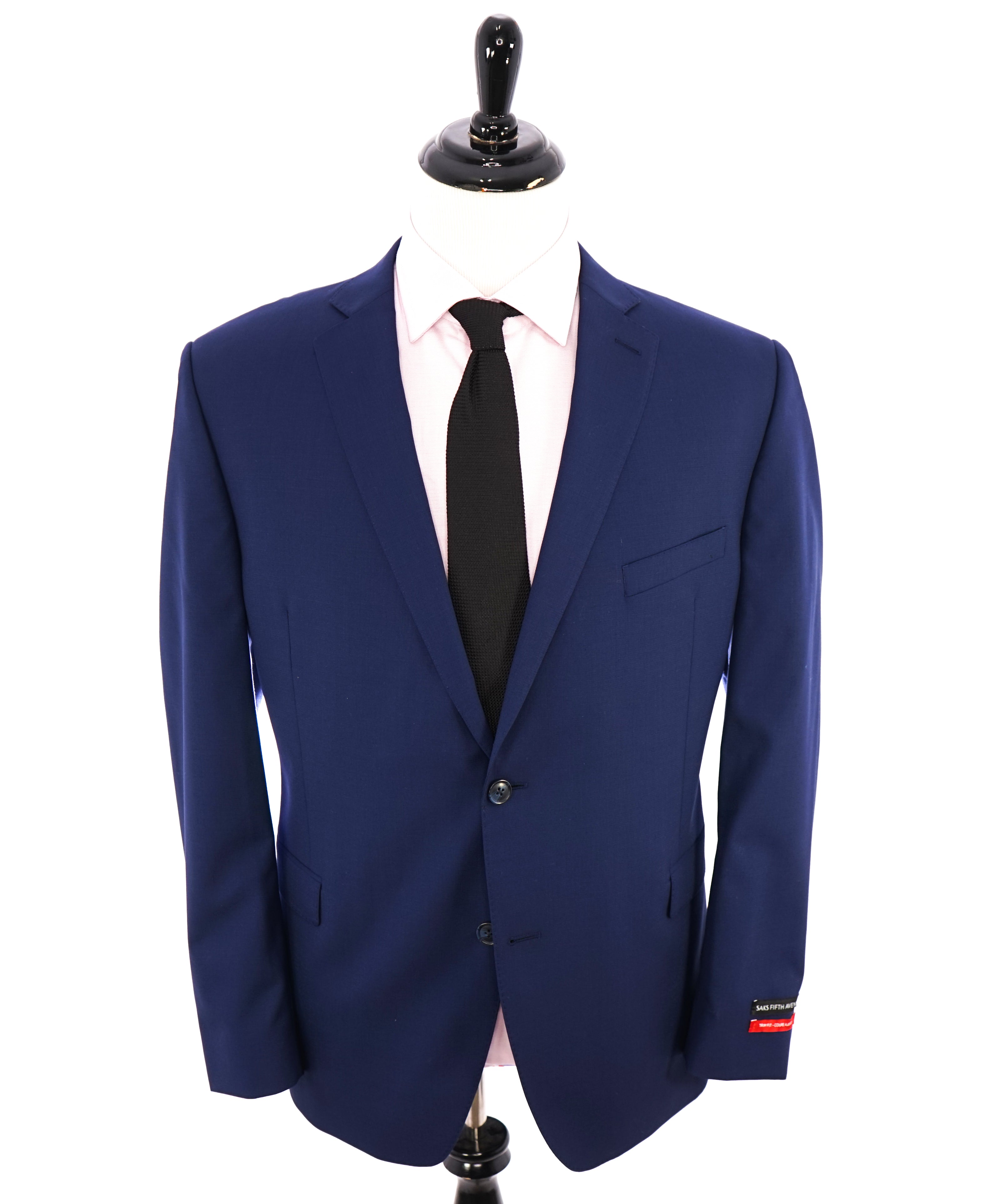 SAKS FIFTH AVENUE - Textured Cobalt Blue 2-Button Trim Fit Suit - 46R