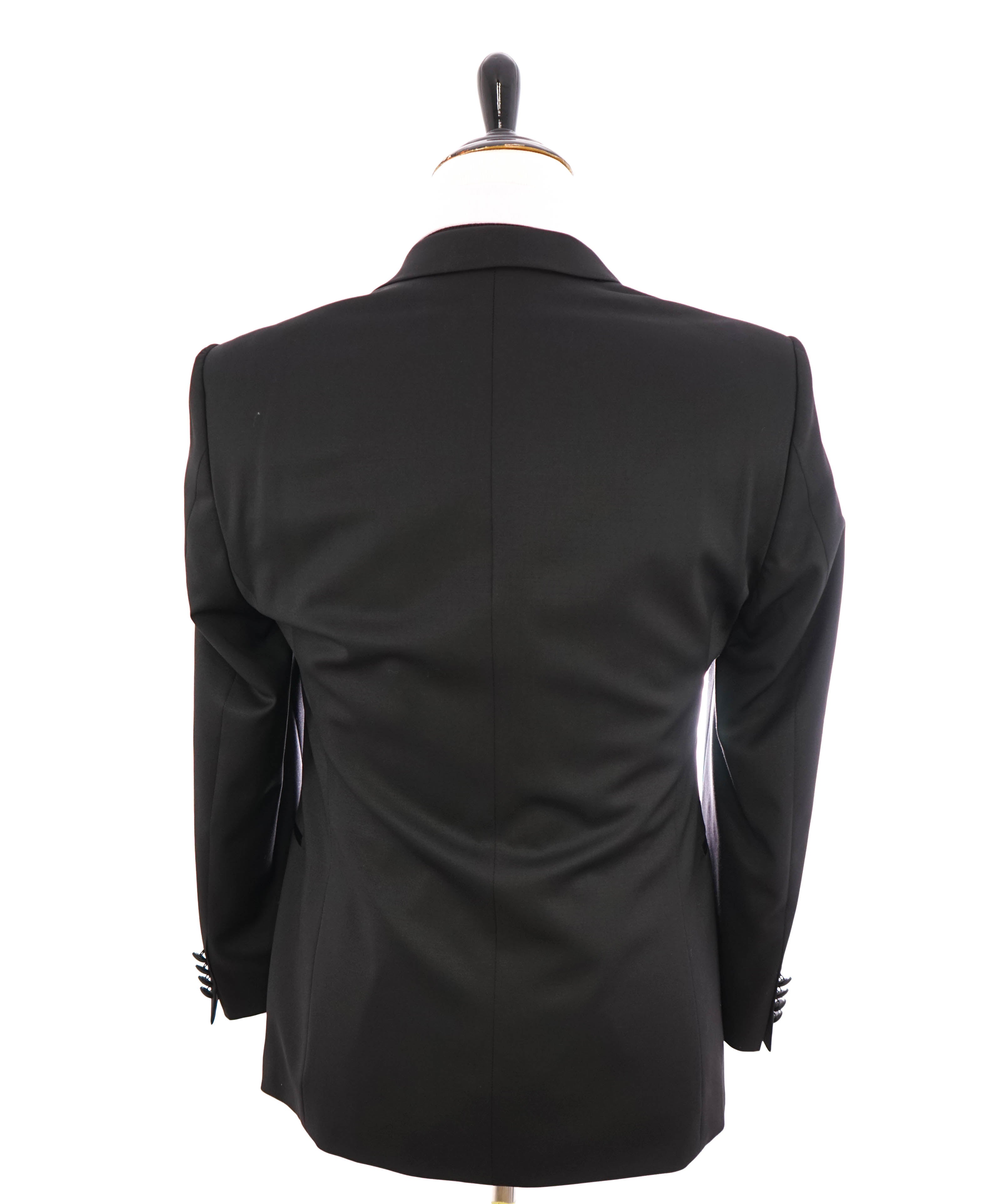 HUGO BOSS - PEAK LAPEL Super 100 Solid Black 1-Button Tuxedo Suit - 36S