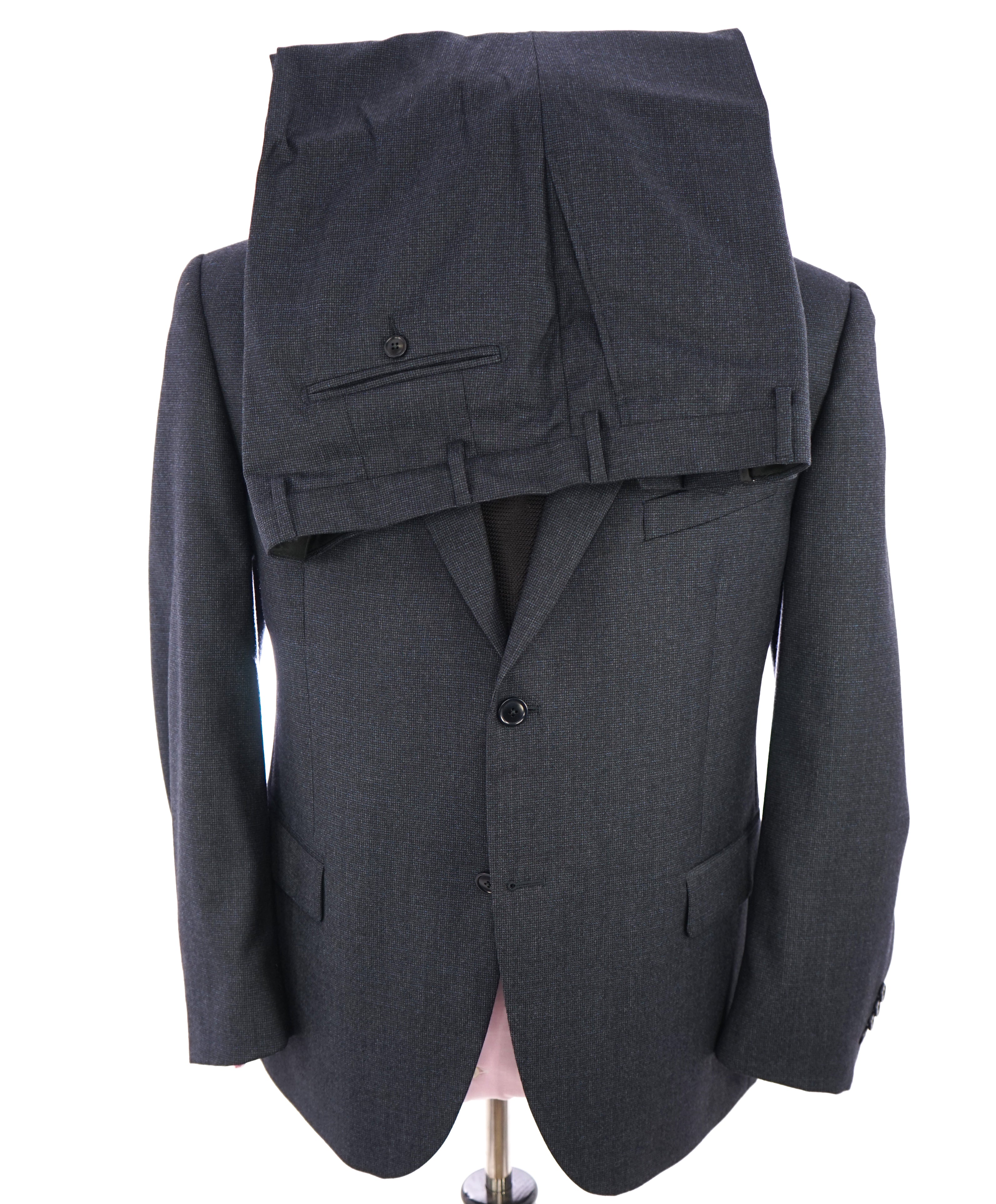 REDA - Super 130's "City Time" Gray Blue Micro Check Suit - 44S