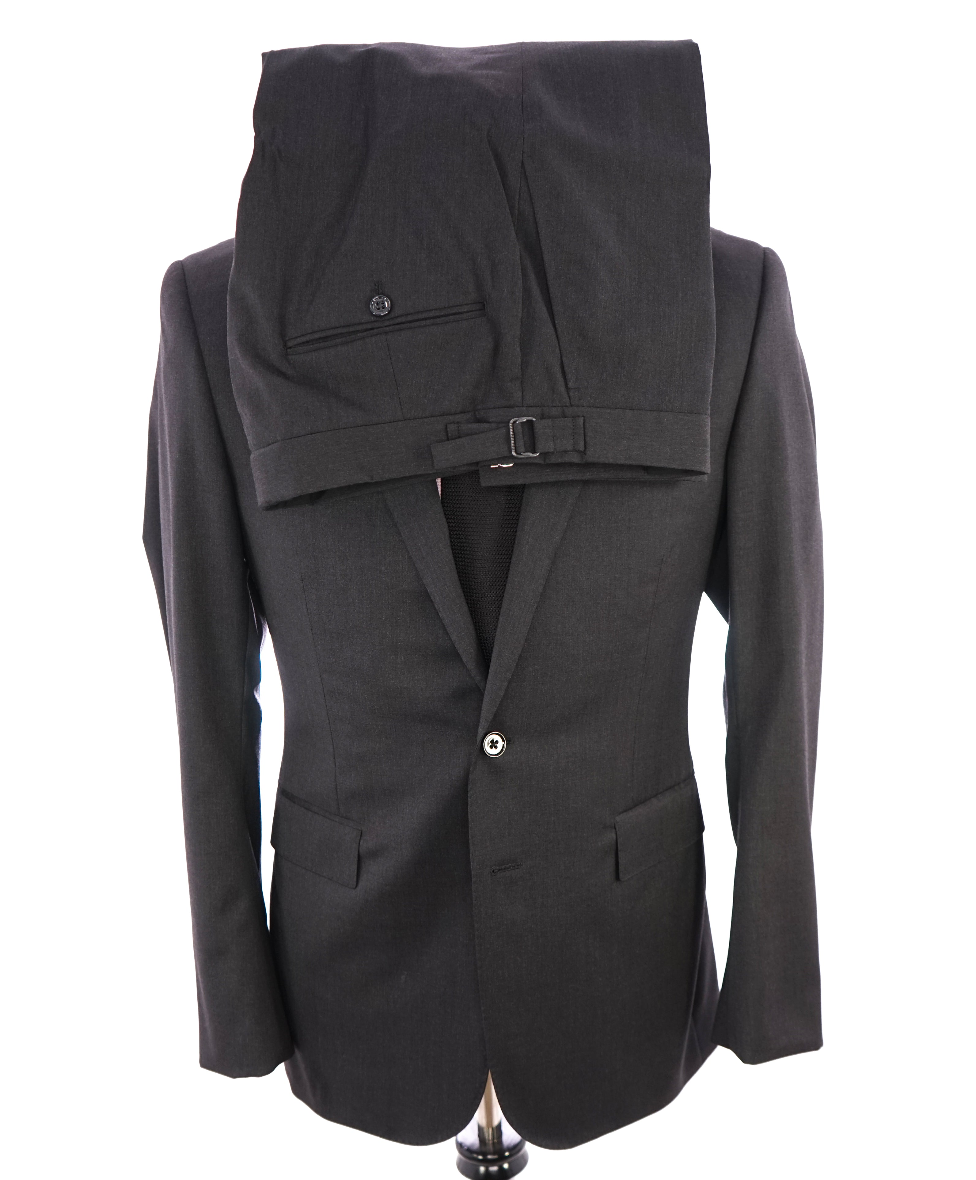 RALPH LAUREN BLACK LABEL - "Anthony" Gray All-Season Suit Side-Tabs - 40R