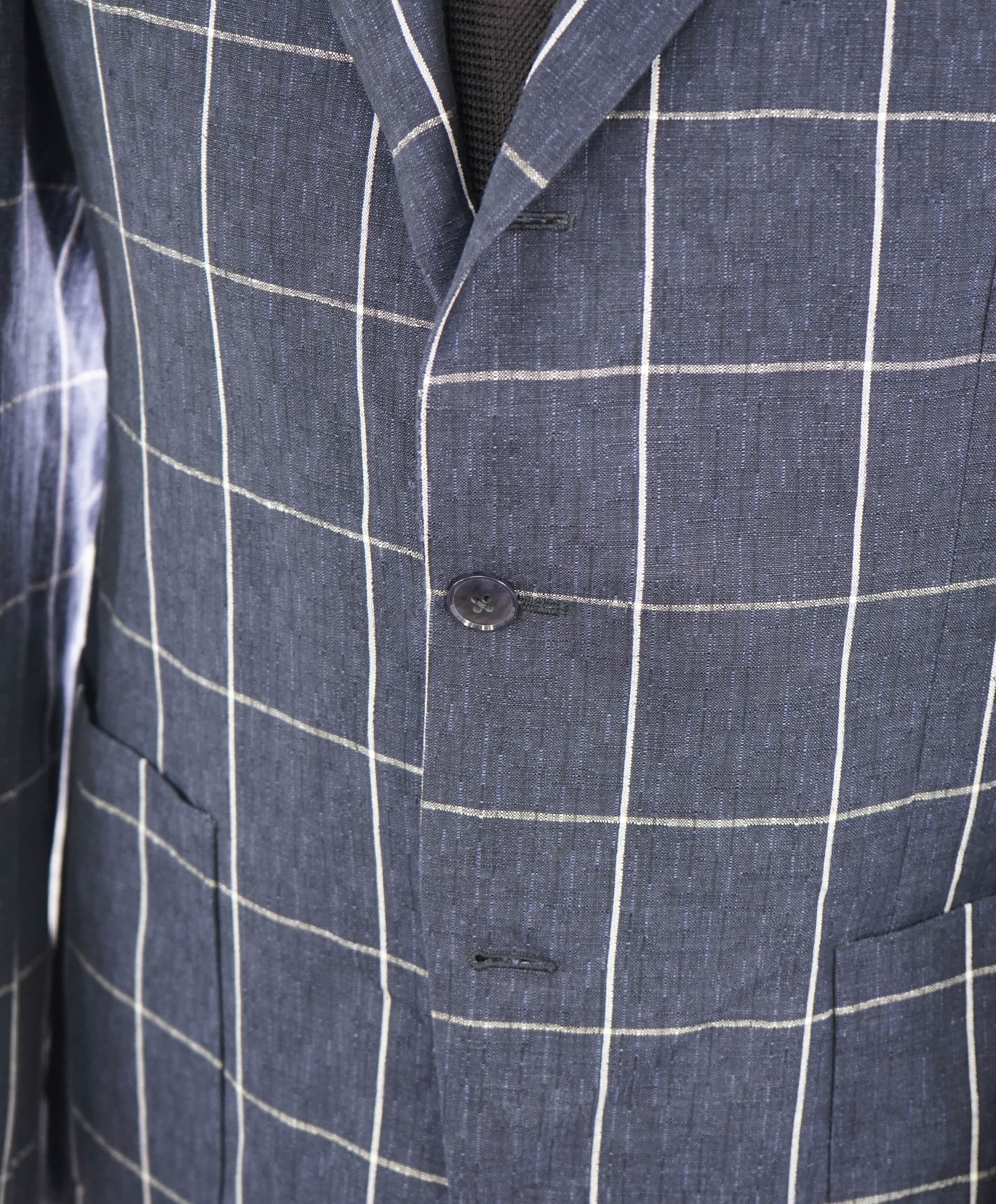 L'8 L.B.M. 1911 - Luigi Bianchi BOLD Windowpane Blue LINEN/COTTON Suit - 42R