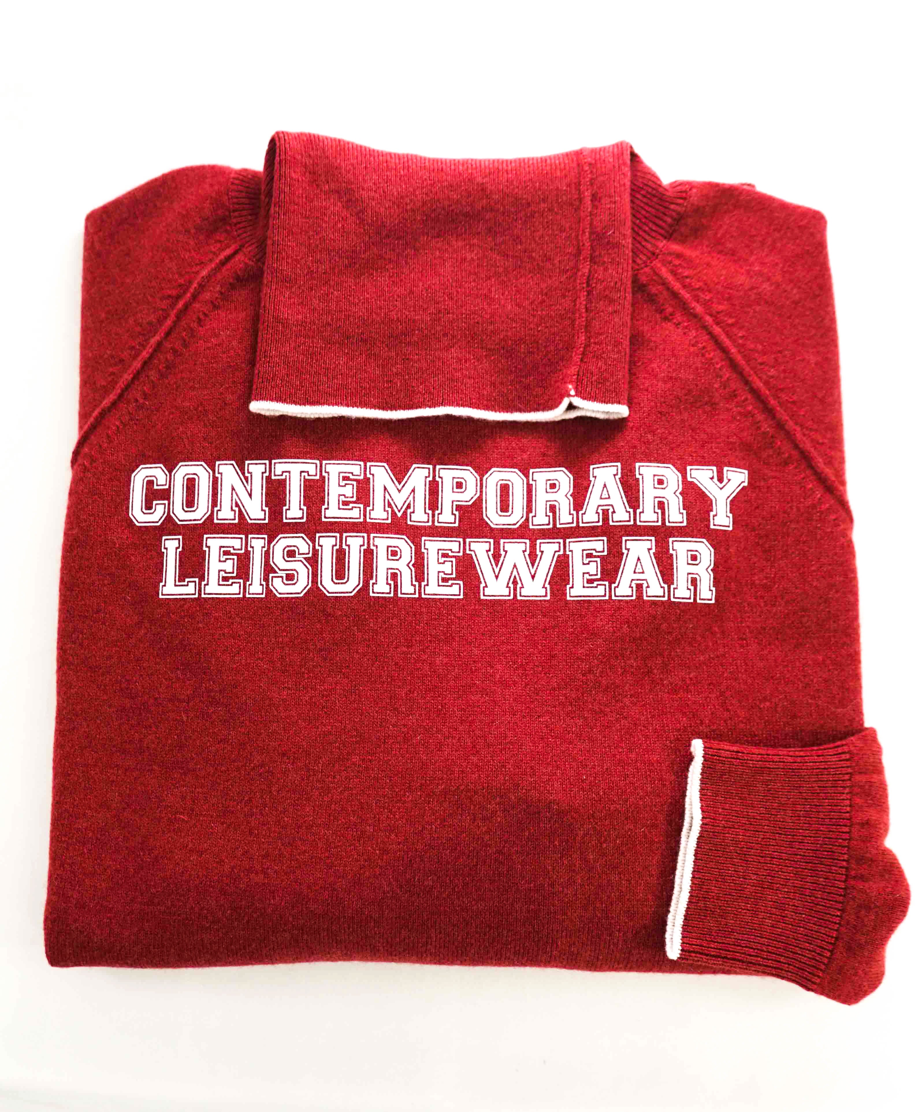 $1,195 ELEVENTY - *PURE CASHMERE* Red Leisure Turtleneck Ribbed Sweater - M