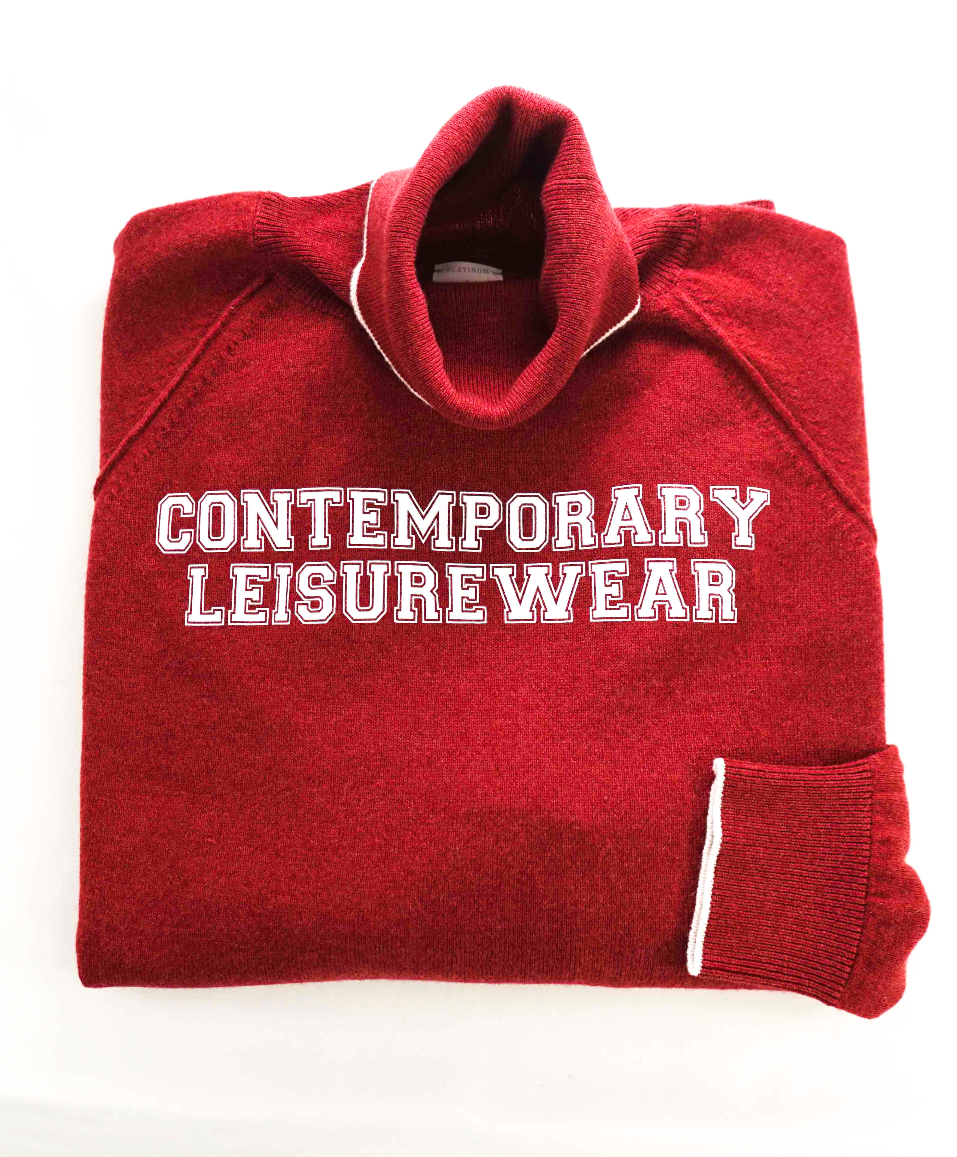 $1,195 ELEVENTY - *PURE CASHMERE* Red Leisure Turtleneck Ribbed Sweater - M