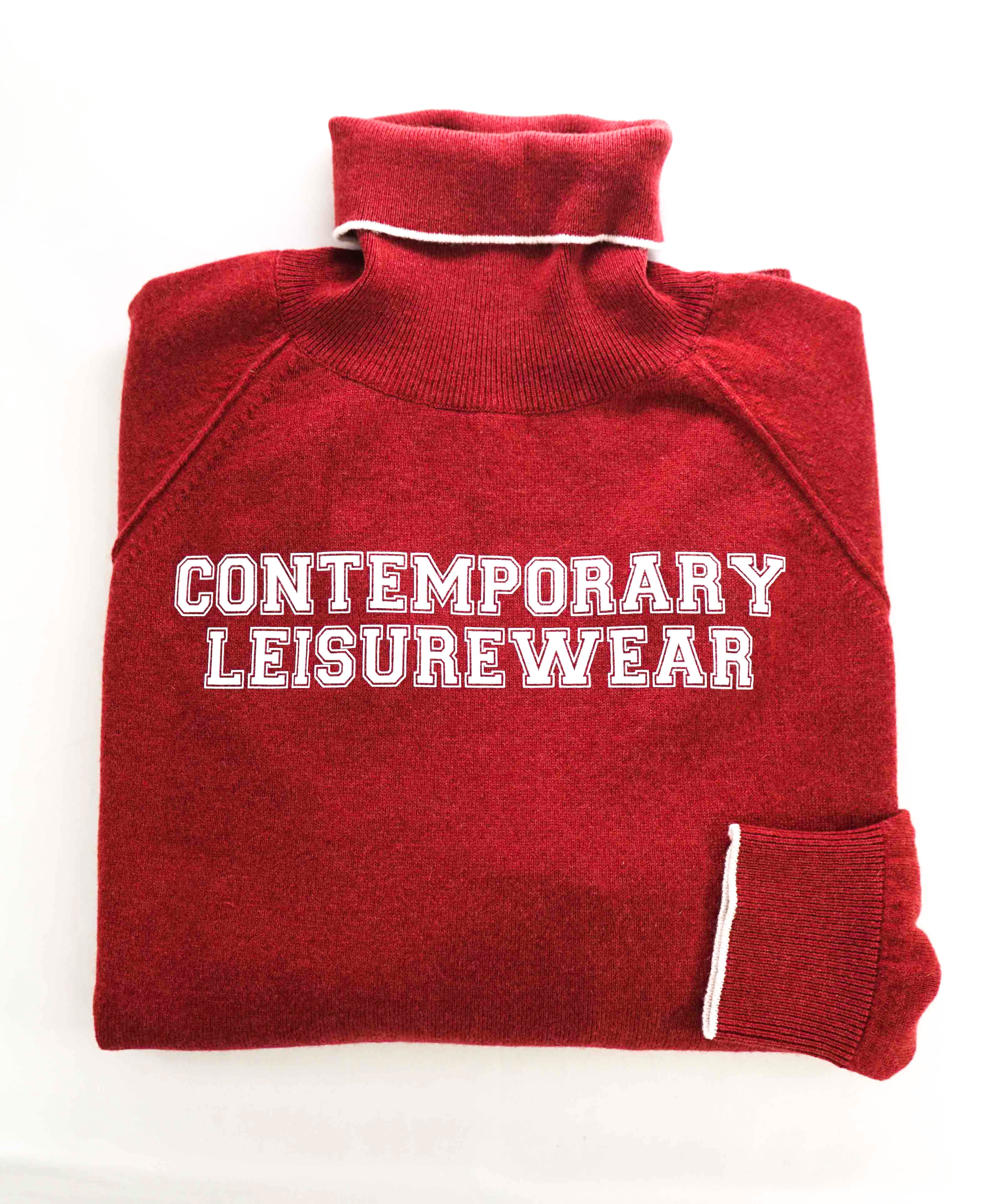 $1,195 ELEVENTY - *PURE CASHMERE* Red Leisure Turtleneck Ribbed Sweater - M