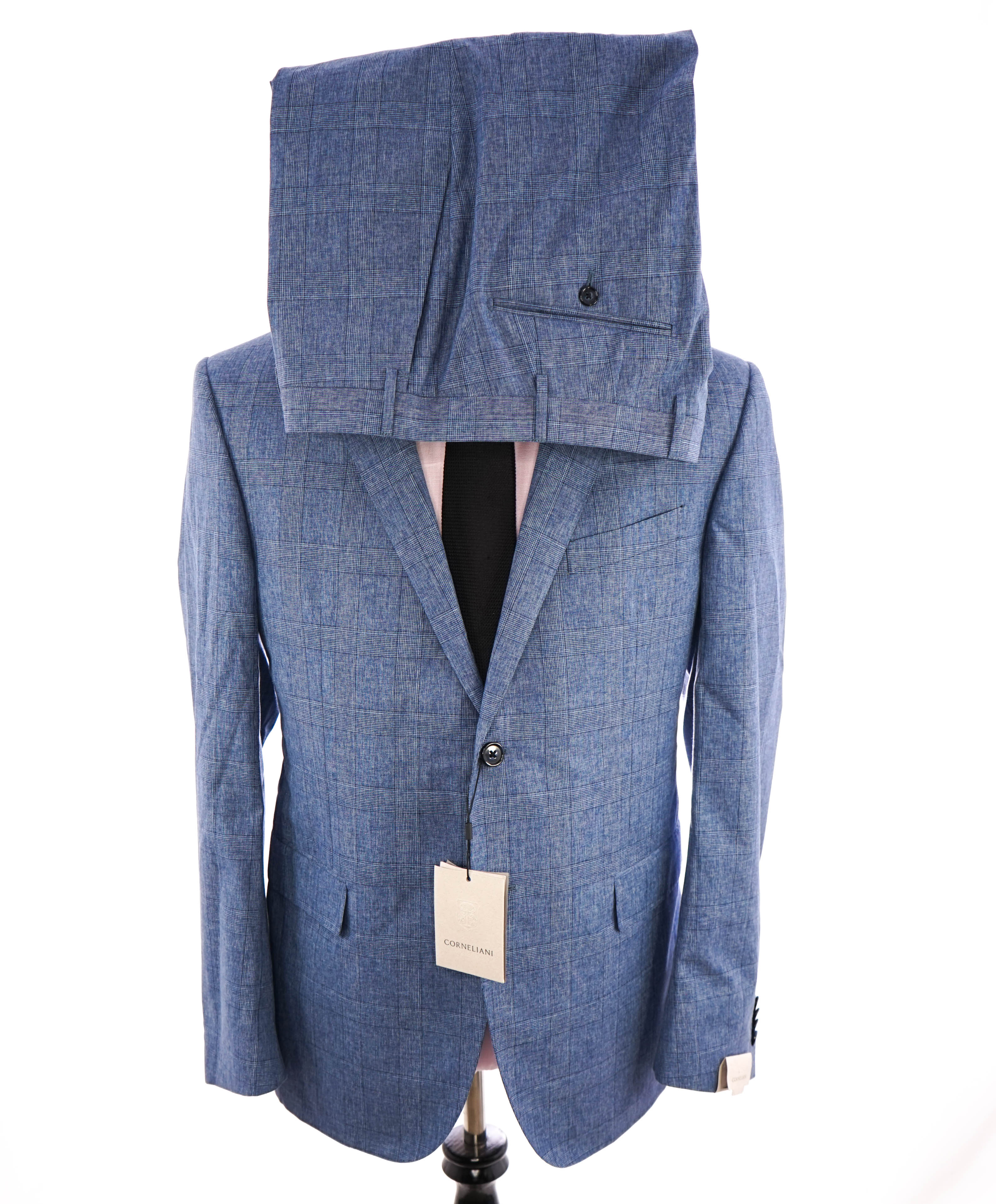 CORNELIANI - Baby Blue WOOL/COTTON/SILK Semi-Lined Notch Suit - 44R