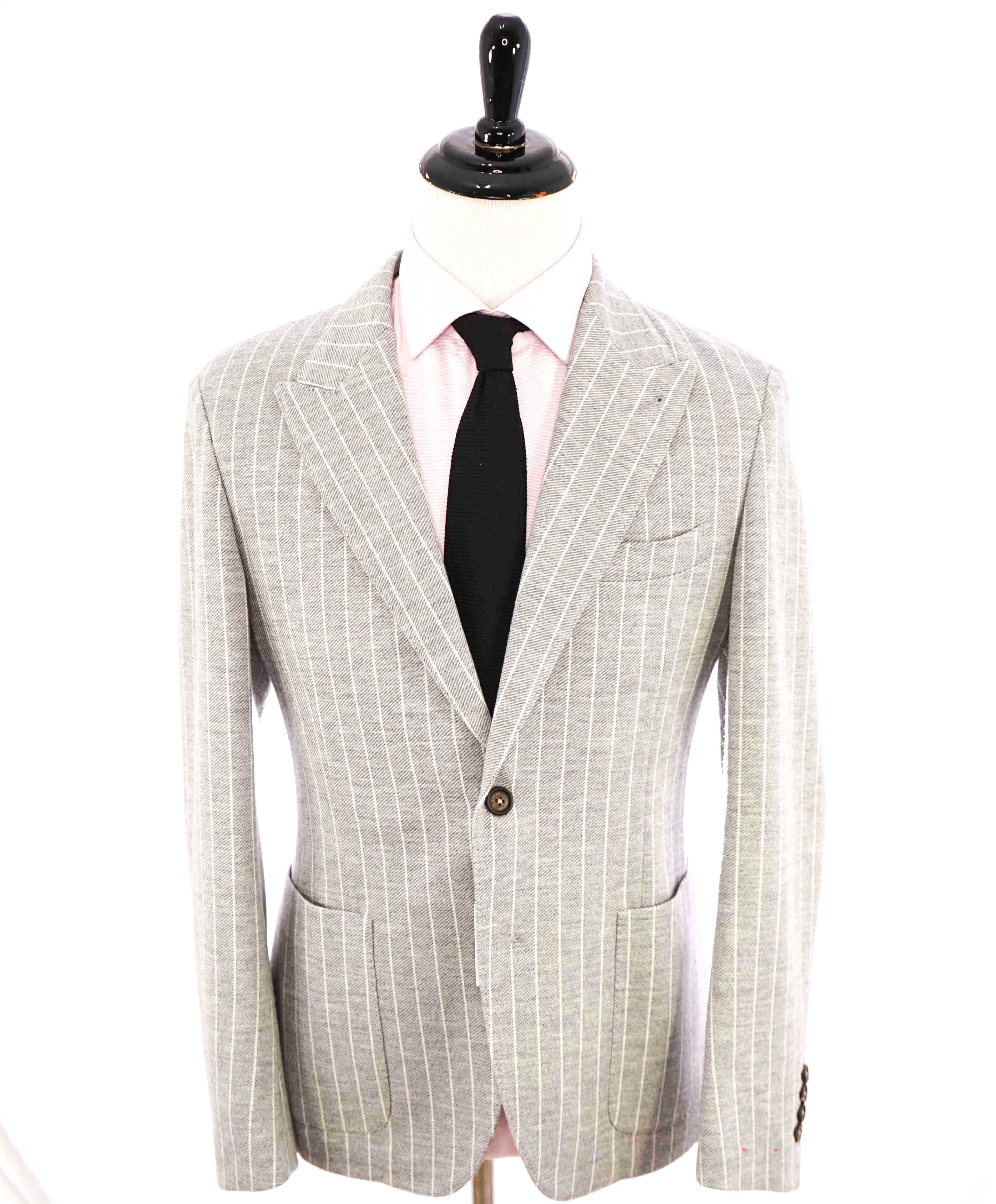 $1,695 ELEVENTY - Gray & Ivory Chalk Stripe Cotton/WOOL Blazer - 40 US (50EU)