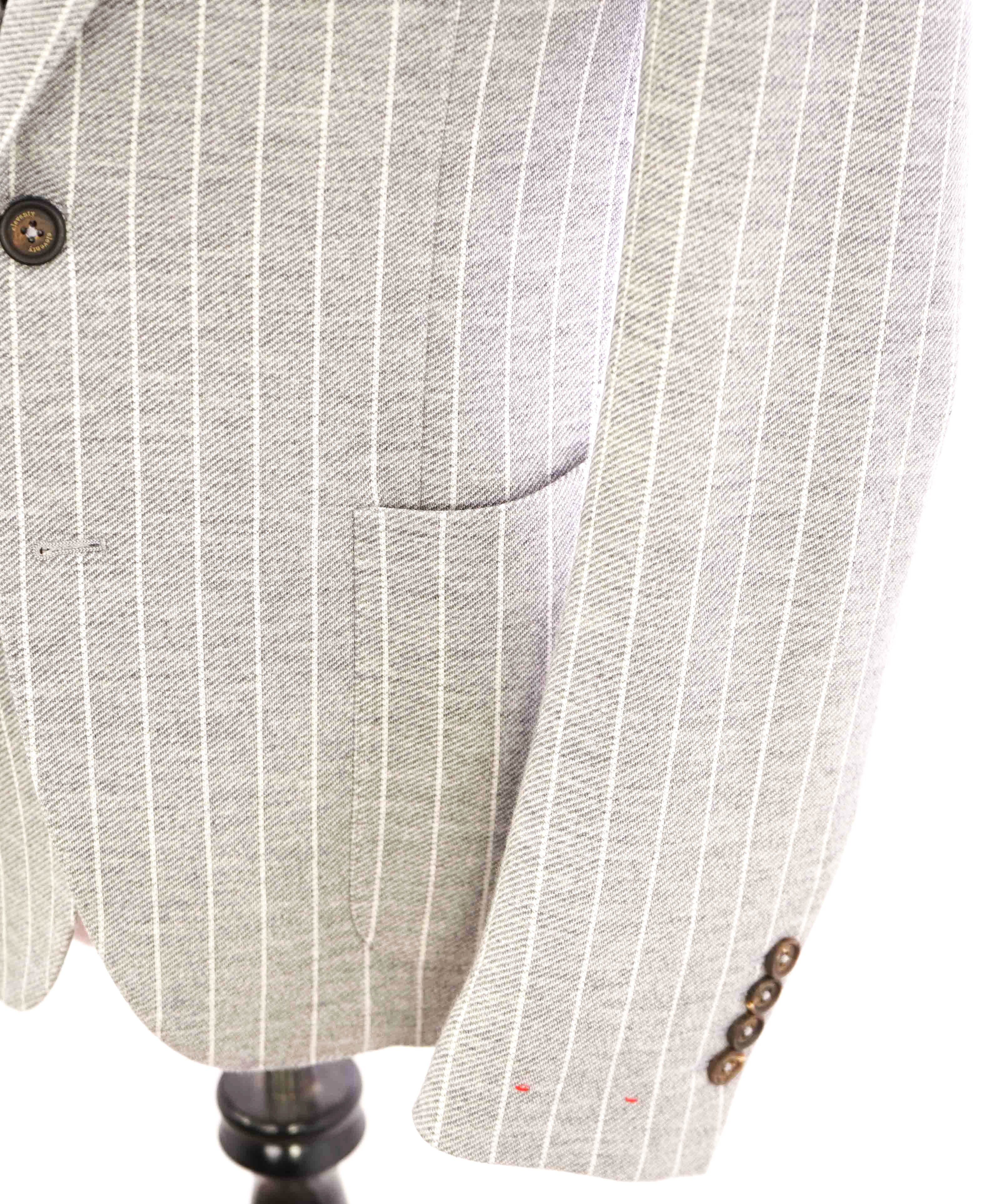 $1,695 ELEVENTY - Gray & Ivory Chalk Stripe Cotton/WOOL Blazer - 40 US (50EU)