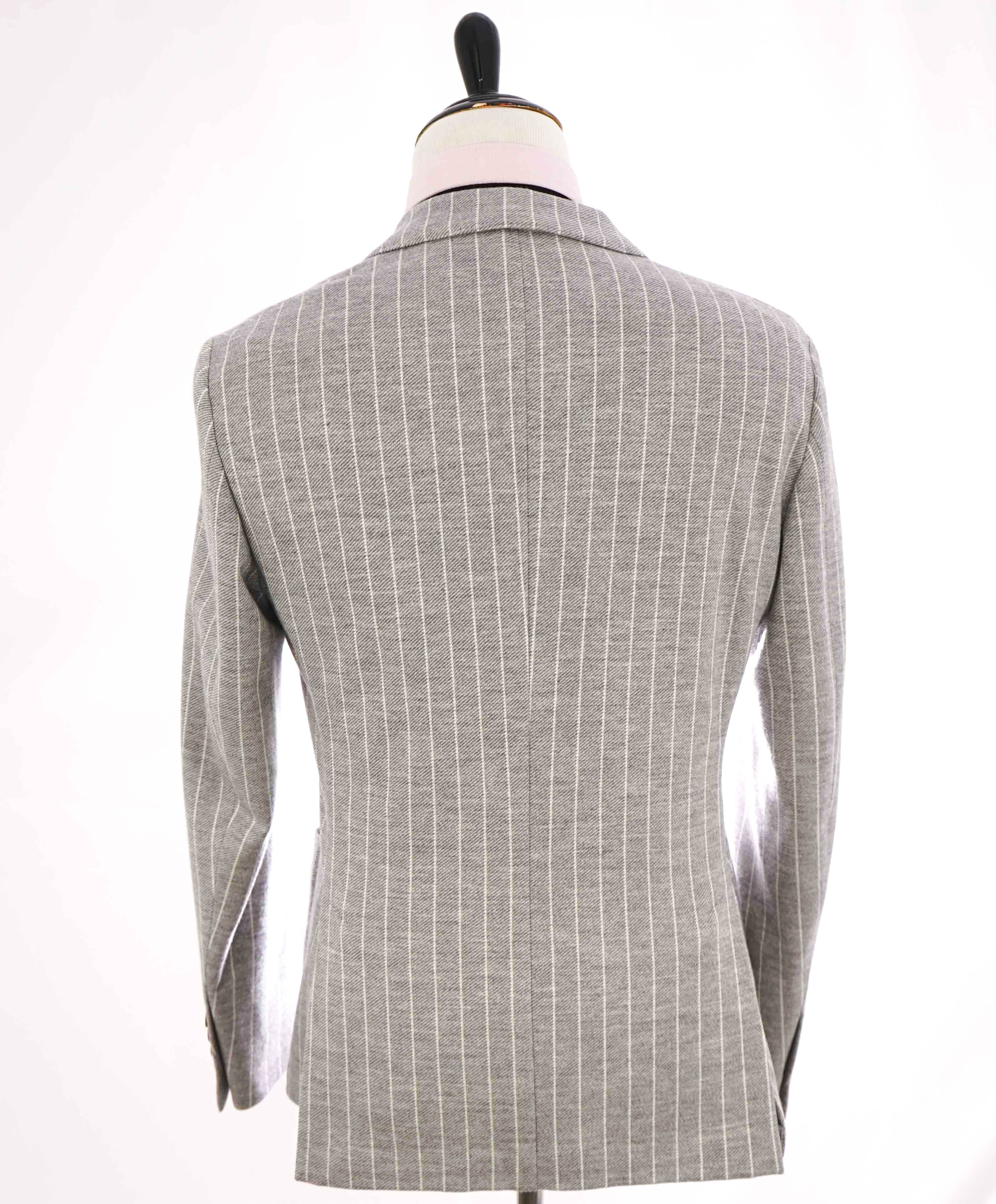 $1,695 ELEVENTY - Gray & Ivory Chalk Stripe Cotton/WOOL Blazer - 40 US (50EU)