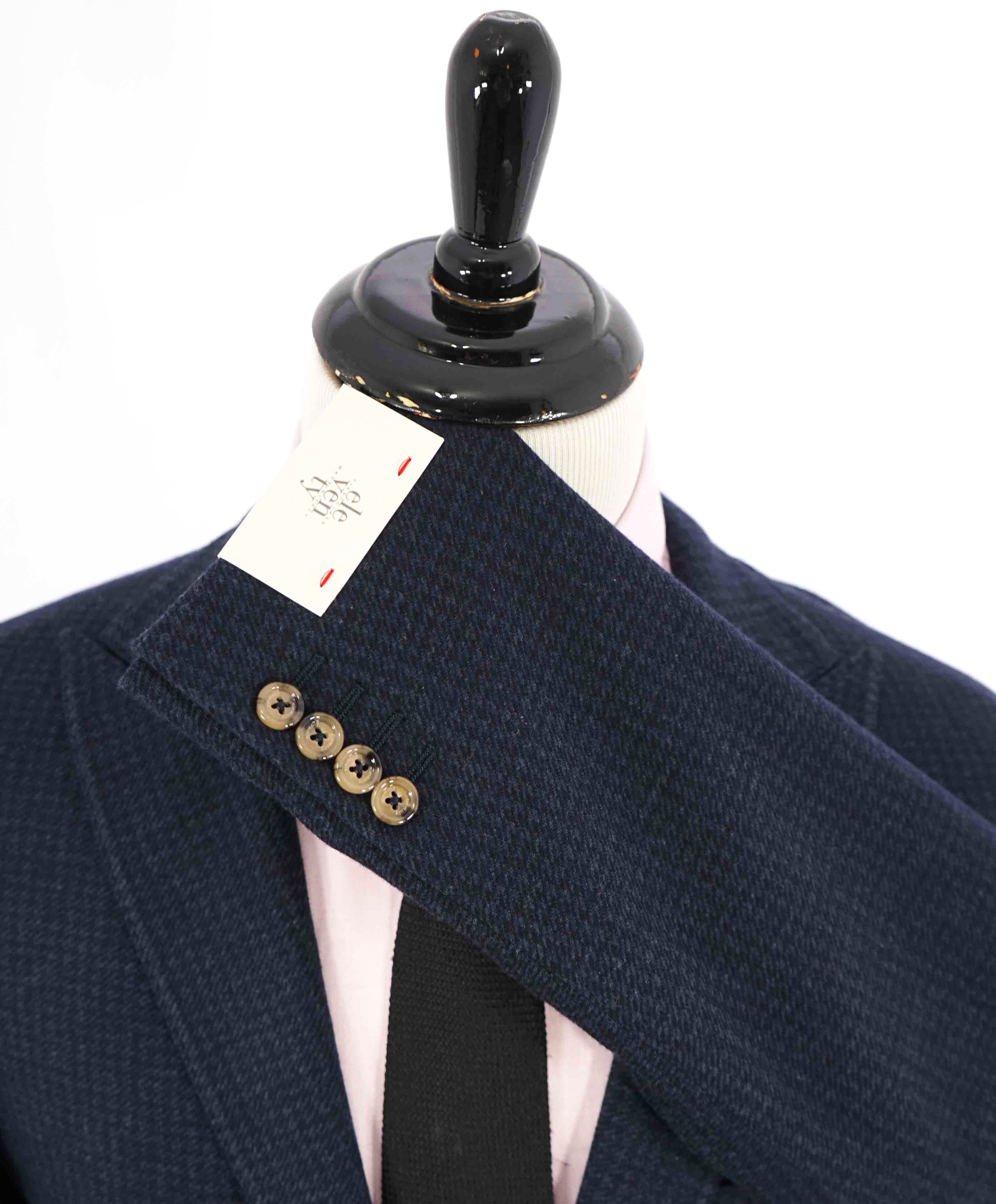 $1,095 ELEVENTY - Blue Houndstooth Semi-Lined WOOL/COTTON Blazer - 42(52EU)