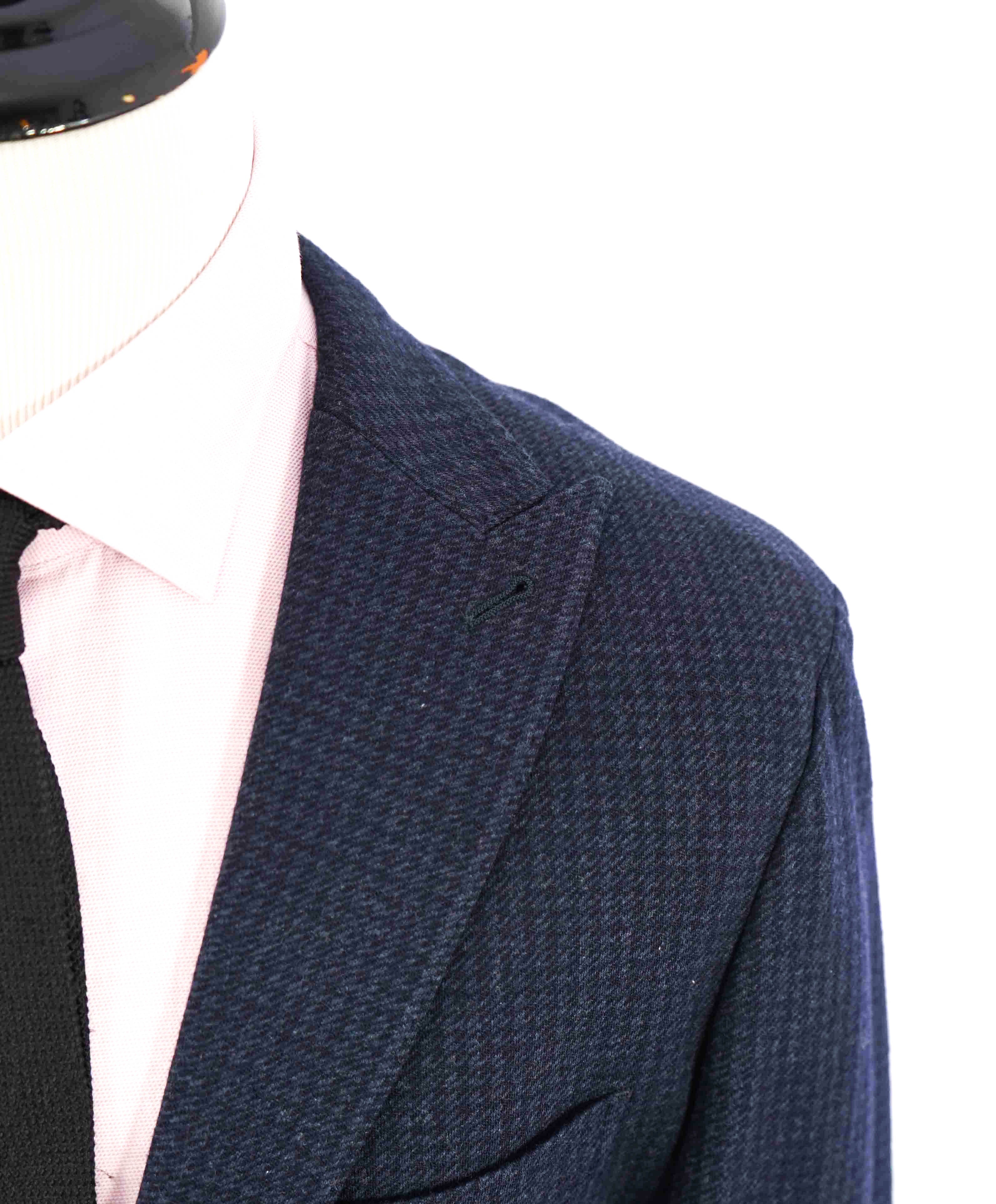 $1,095 ELEVENTY - Blue Houndstooth Semi-Lined WOOL/COTTON Blazer - 42(52EU)