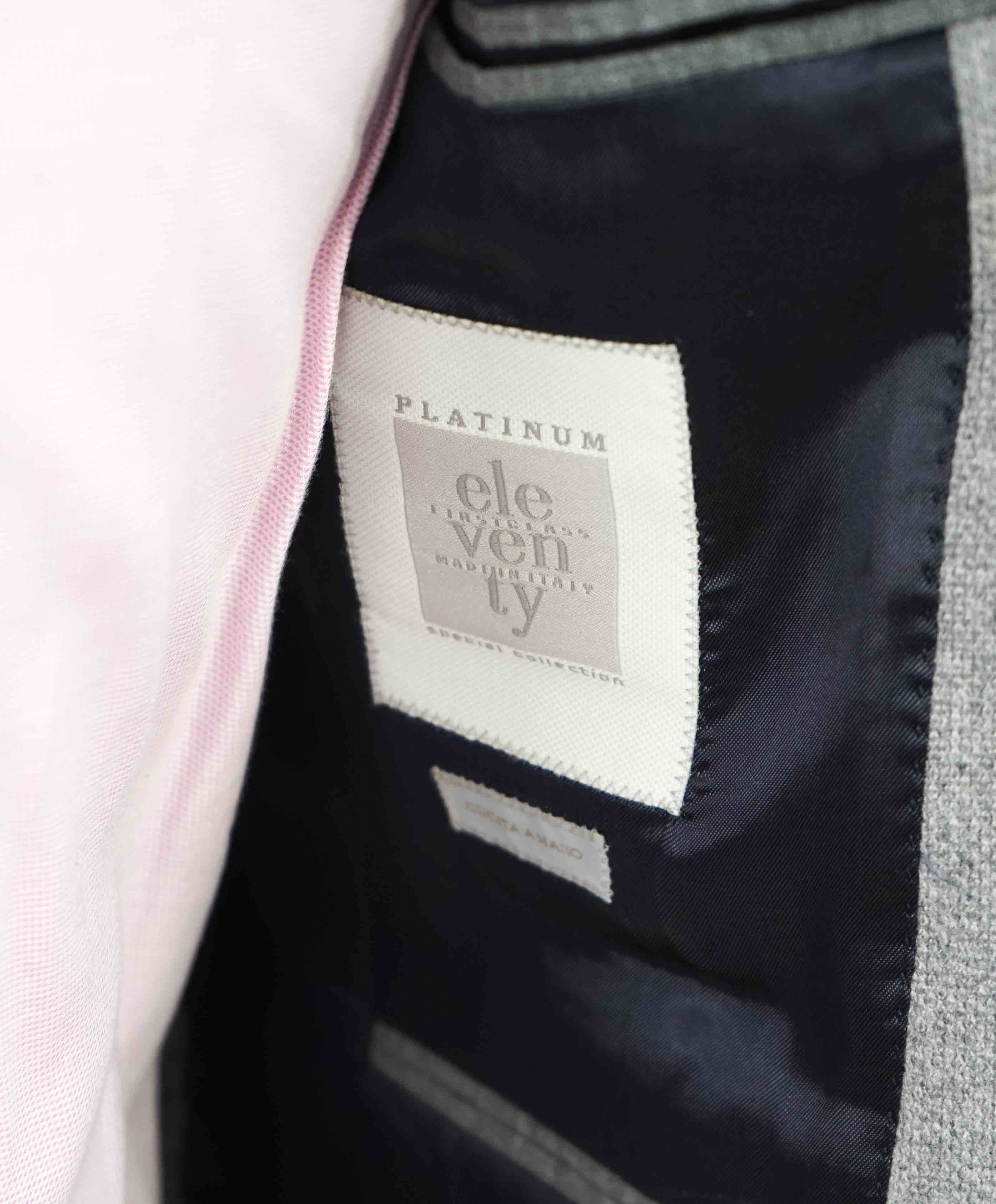 $2,195 ELEVENTY -Gray/Ivory Chalk Stripe WOOL & CASHMERE Blazer- 40US (50EU)