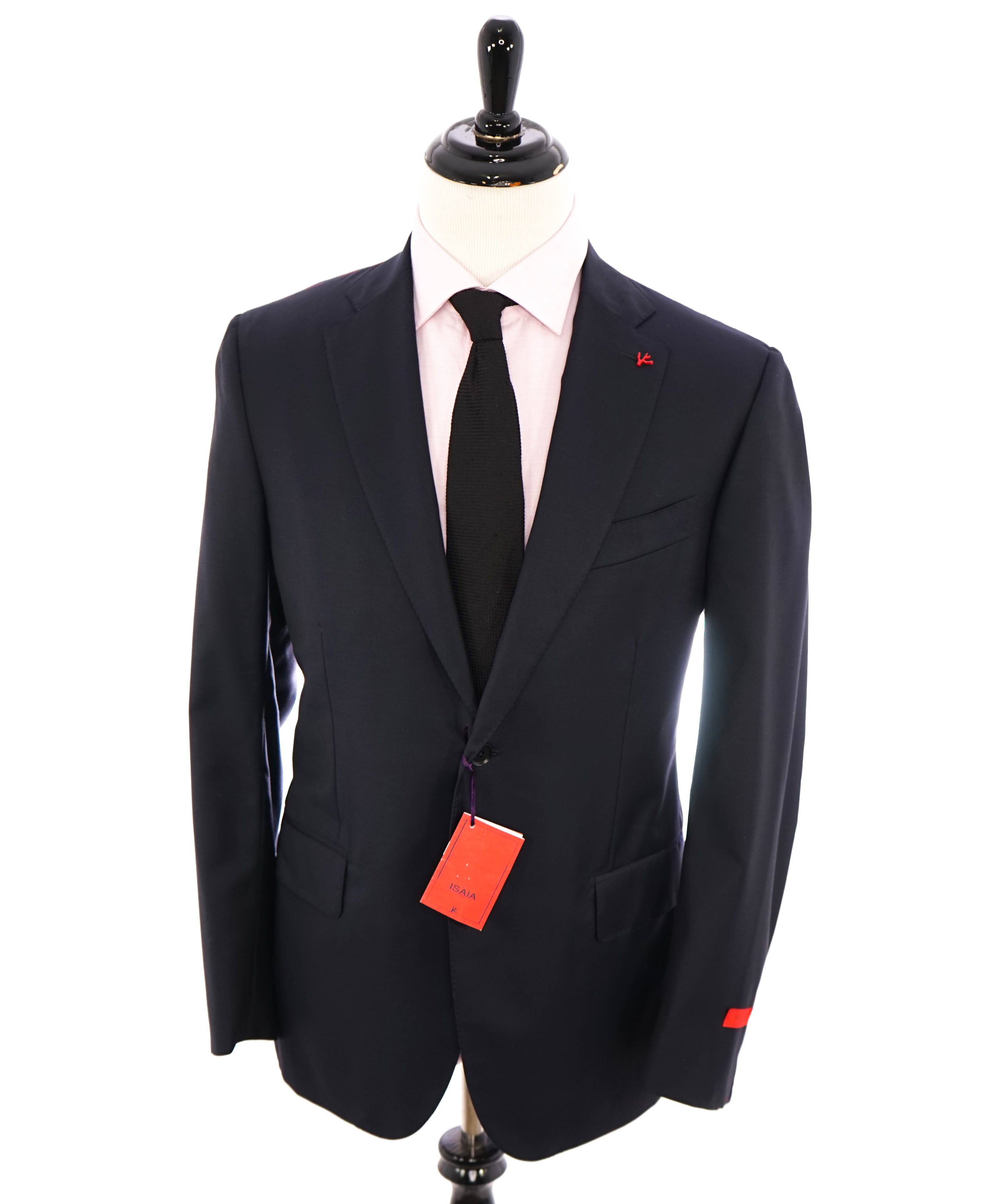 ISAIA - Navy Blue "AQUASPIDER" *CLOSET STAPLE* Coral Pin Suit - 42R