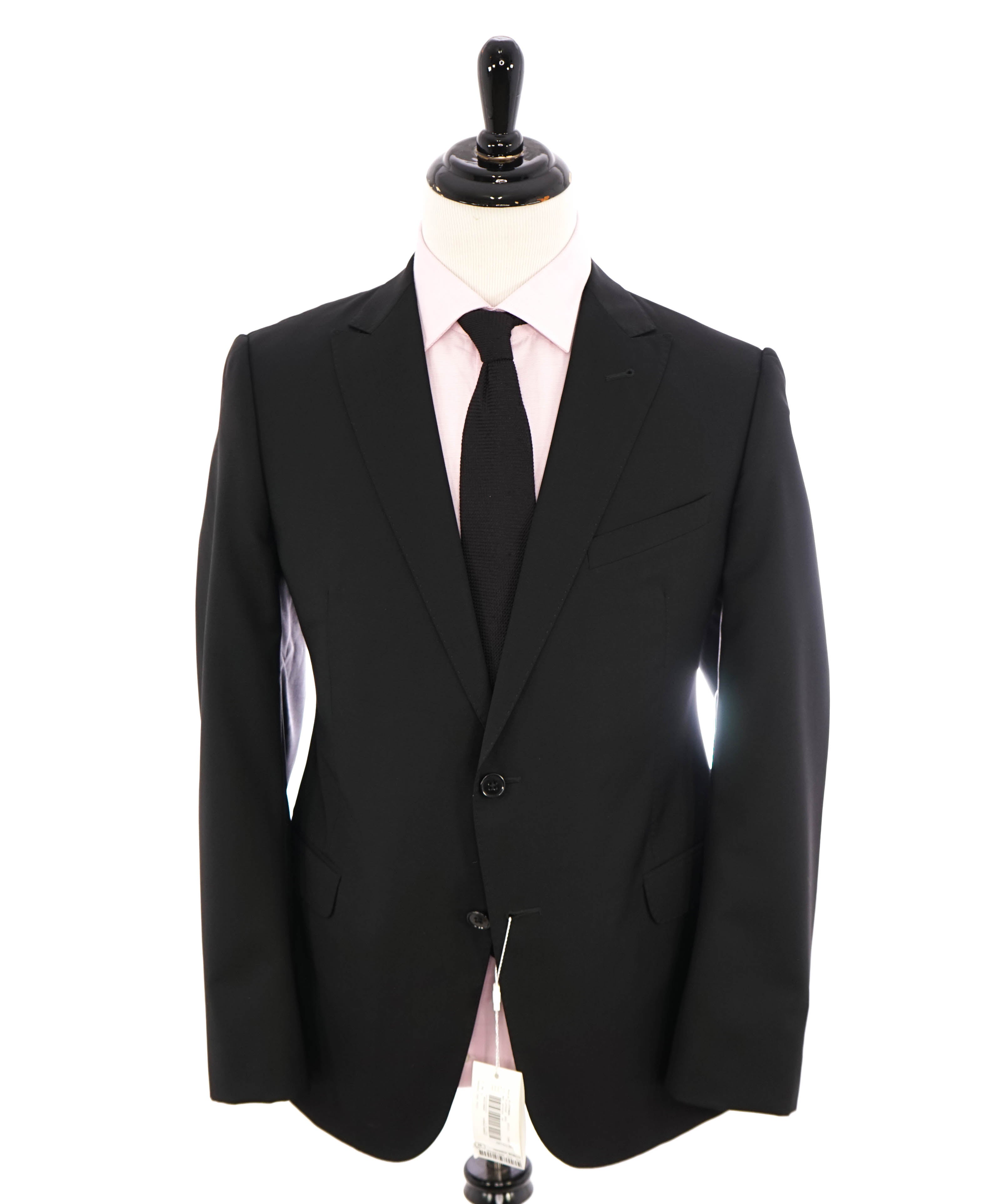 ARMANI COLLEZIONI -  "M Line" MOHAIR Modern Black Peak Lapel Suit - 44R