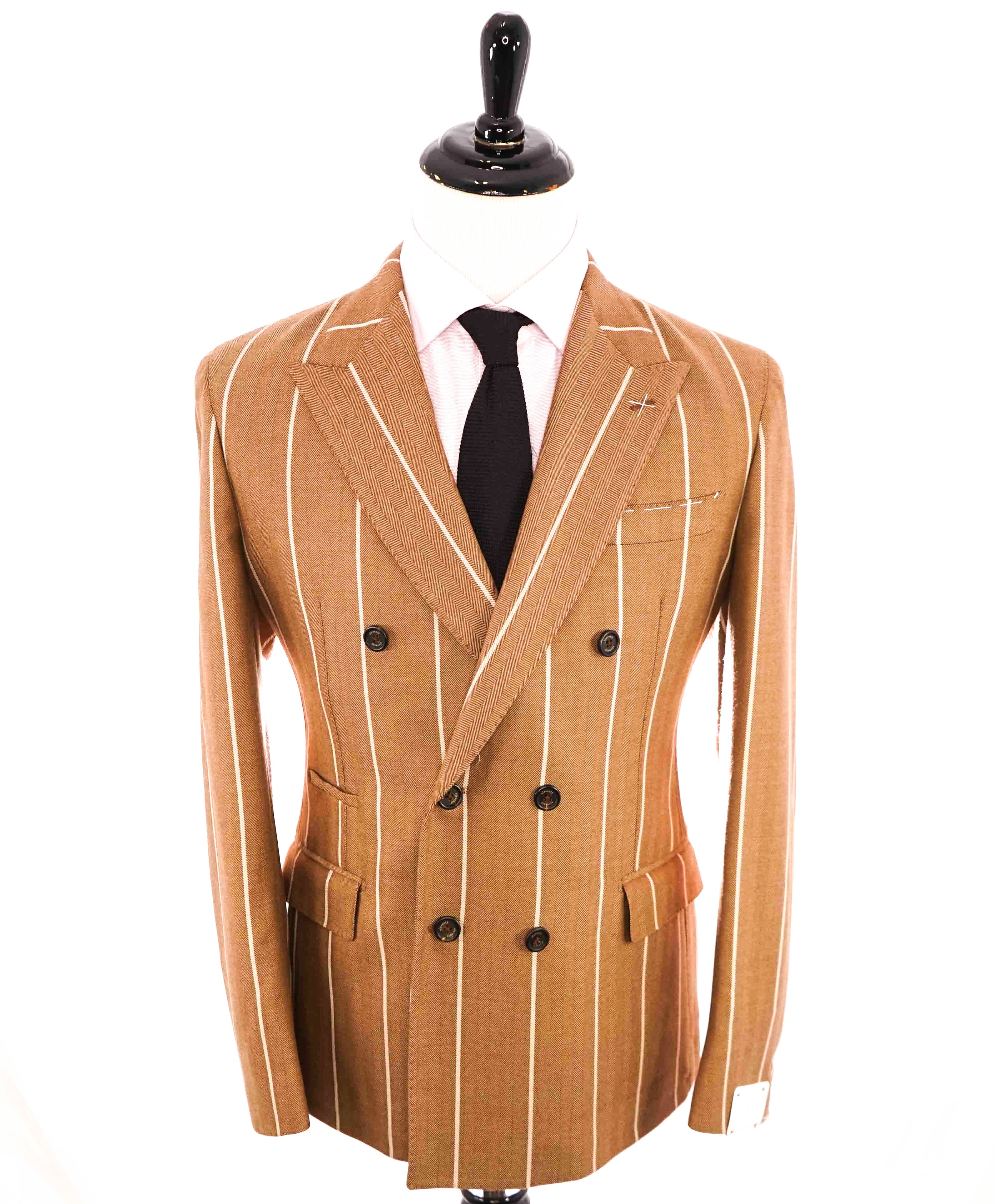 $2,195  ELEVENTY -*PLATINUM LINE* Brown & Ivory Chalk Stripe Wool Blazer- 40US