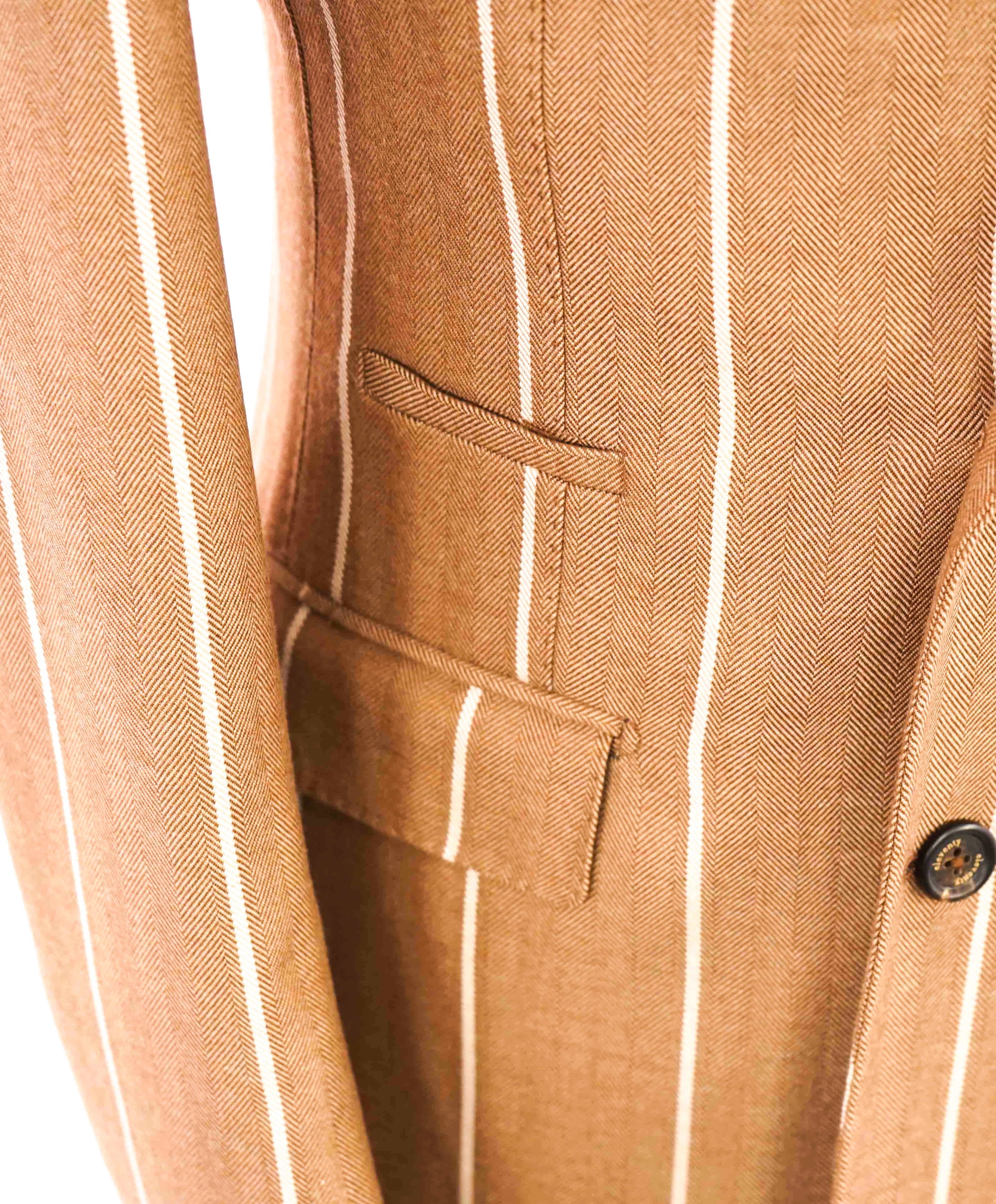 $2,195  ELEVENTY -*PLATINUM LINE* Brown & Ivory Chalk Stripe Wool Blazer- 40US