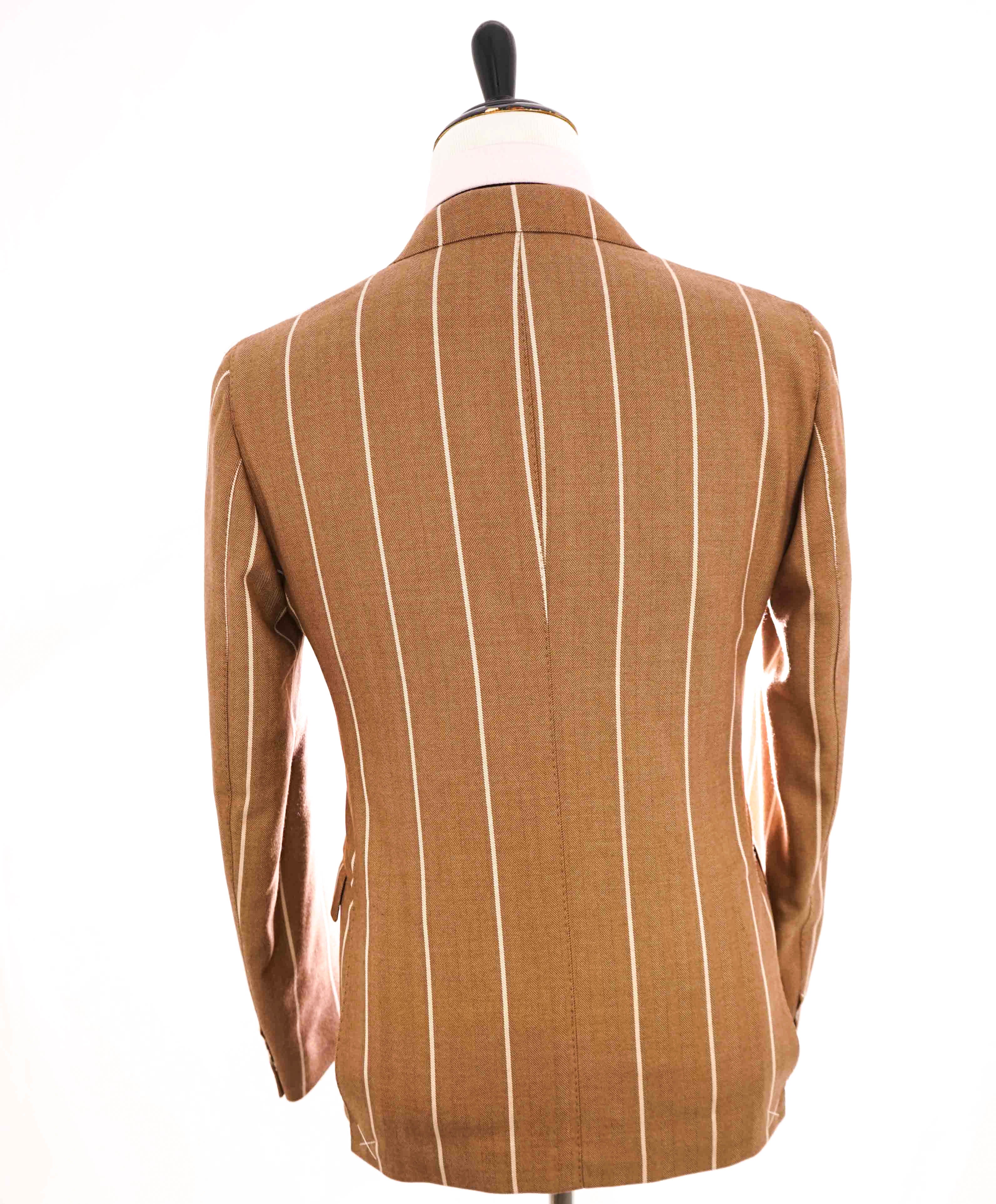 $2,195  ELEVENTY -*PLATINUM LINE* Brown & Ivory Chalk Stripe Wool Blazer- 40US