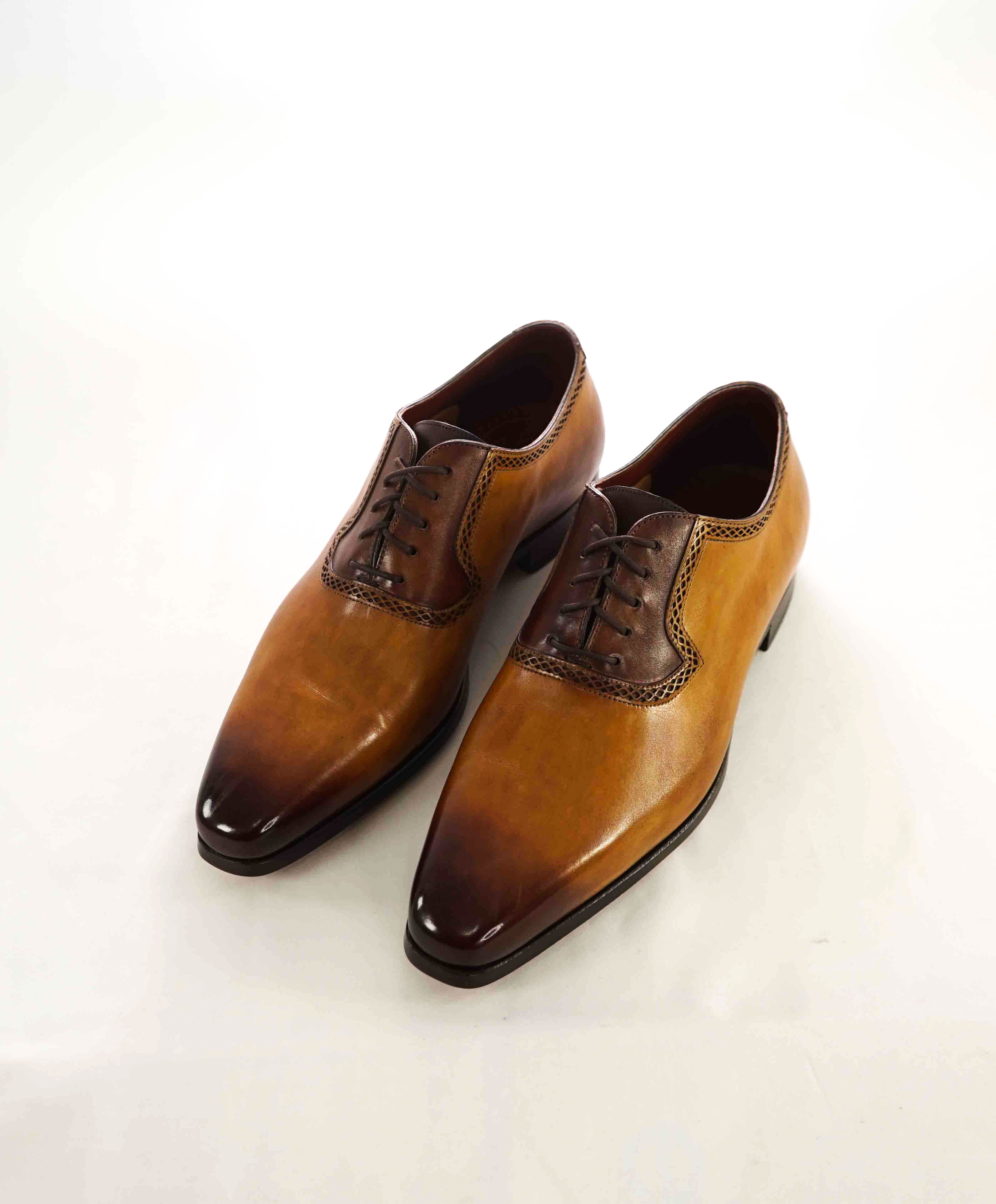 $795 MAGNANNI *SELECCION* - Hand Made PATINA DETAIL Oxford Brown Shoe - 11