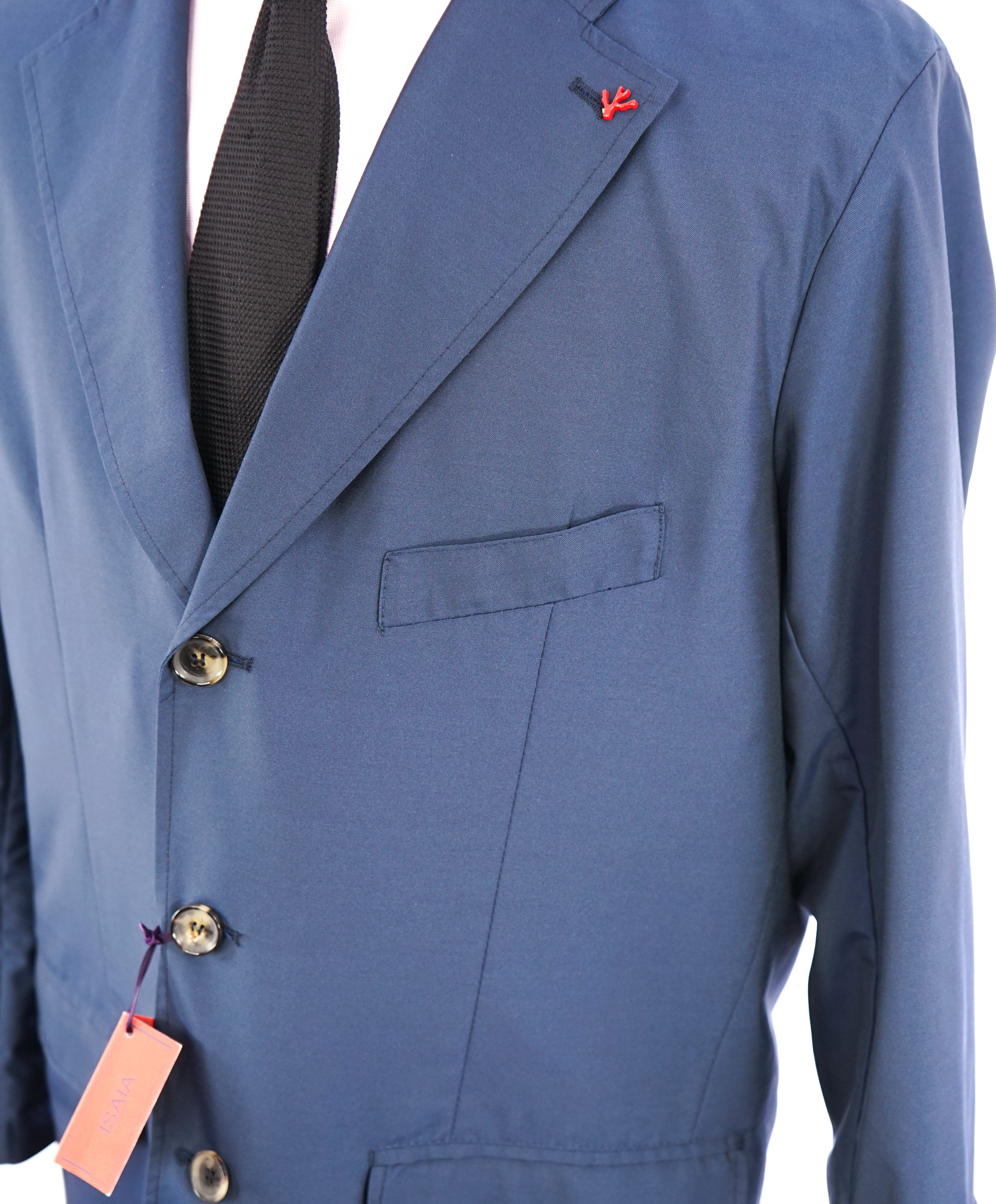 $2,595 ISAIA - Car Coat Trench coat Coablt Blue Logo Detailing - 46R US