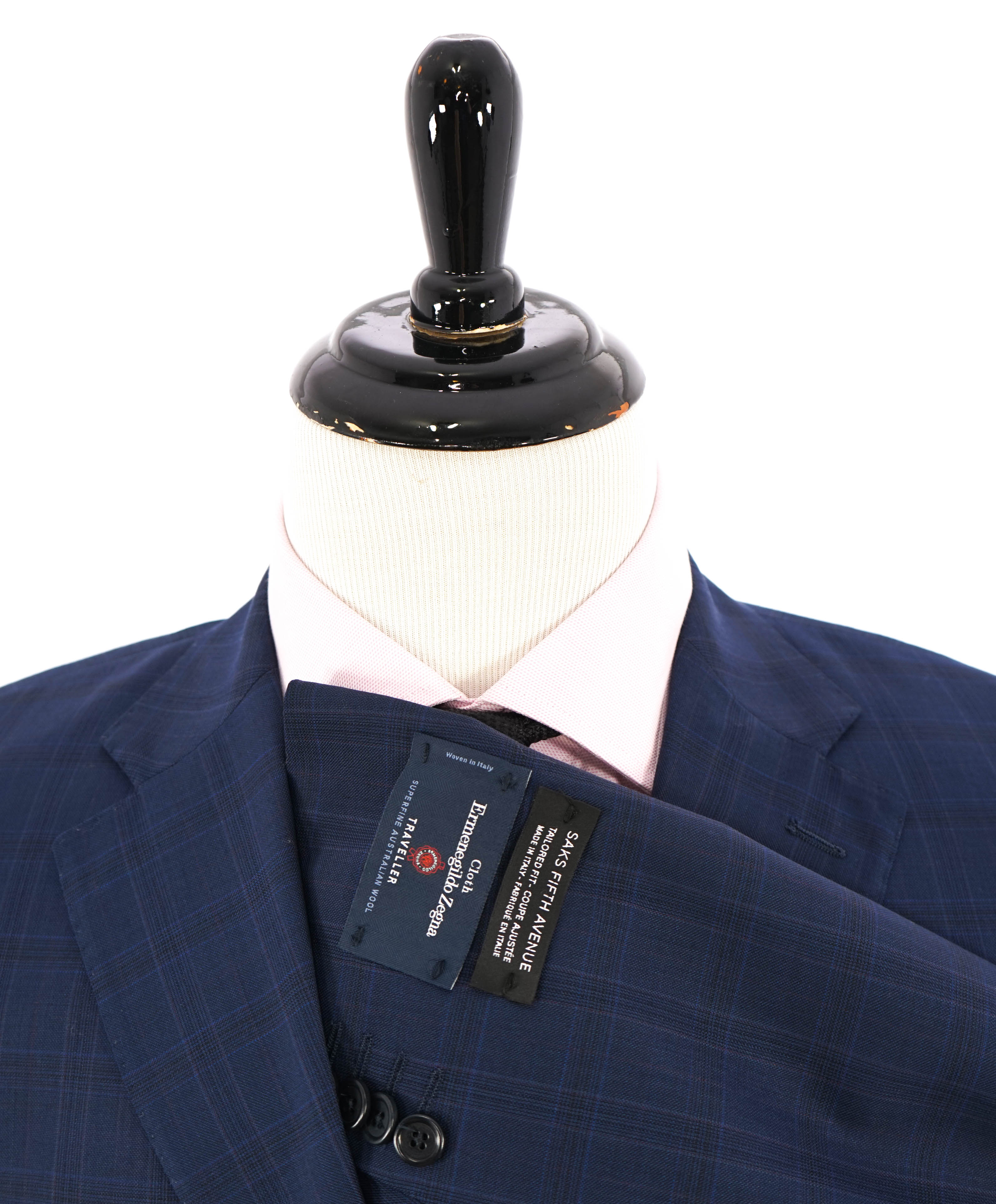 $1,295 ERMENEGILDO ZEGNA - "Tailored" SAKS FIFTH AVENUE Check Suit - 44R