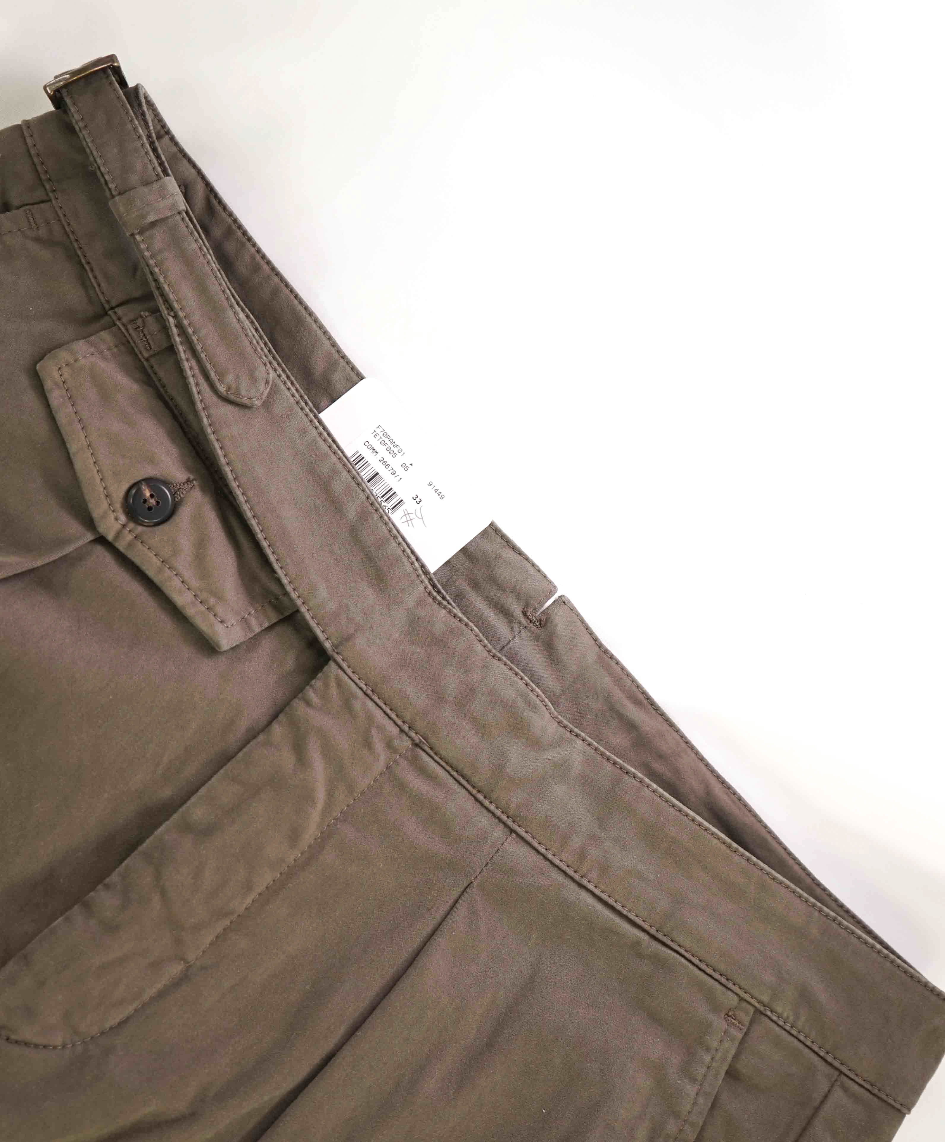 $595 ELEVENTY - *SIDE TAB* Cotton Elastane Belted Neapolitan Dress Pants- 33W