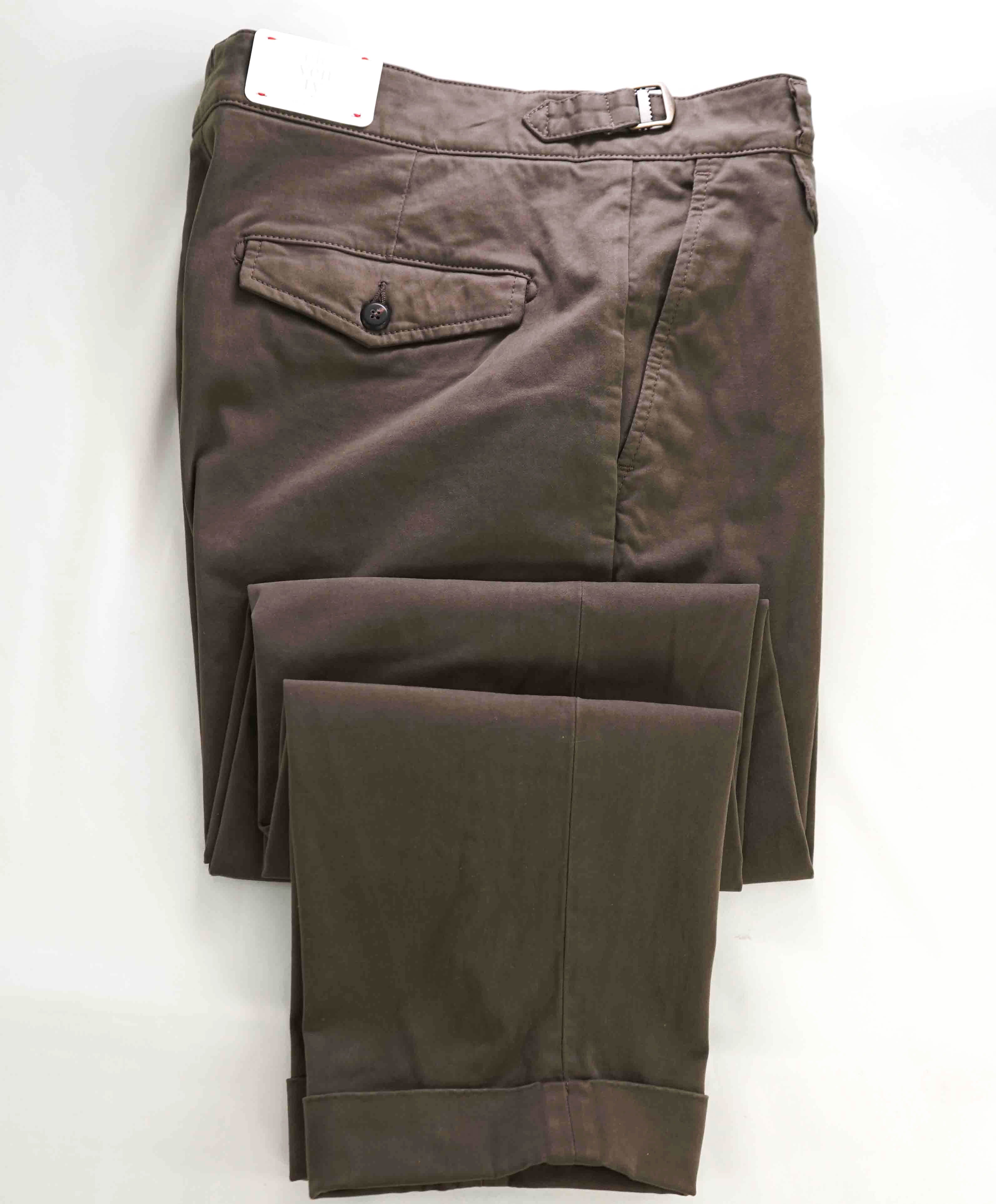 $595 ELEVENTY - *SIDE TAB* Cotton Elastane Belted Neapolitan Dress Pants- 33W