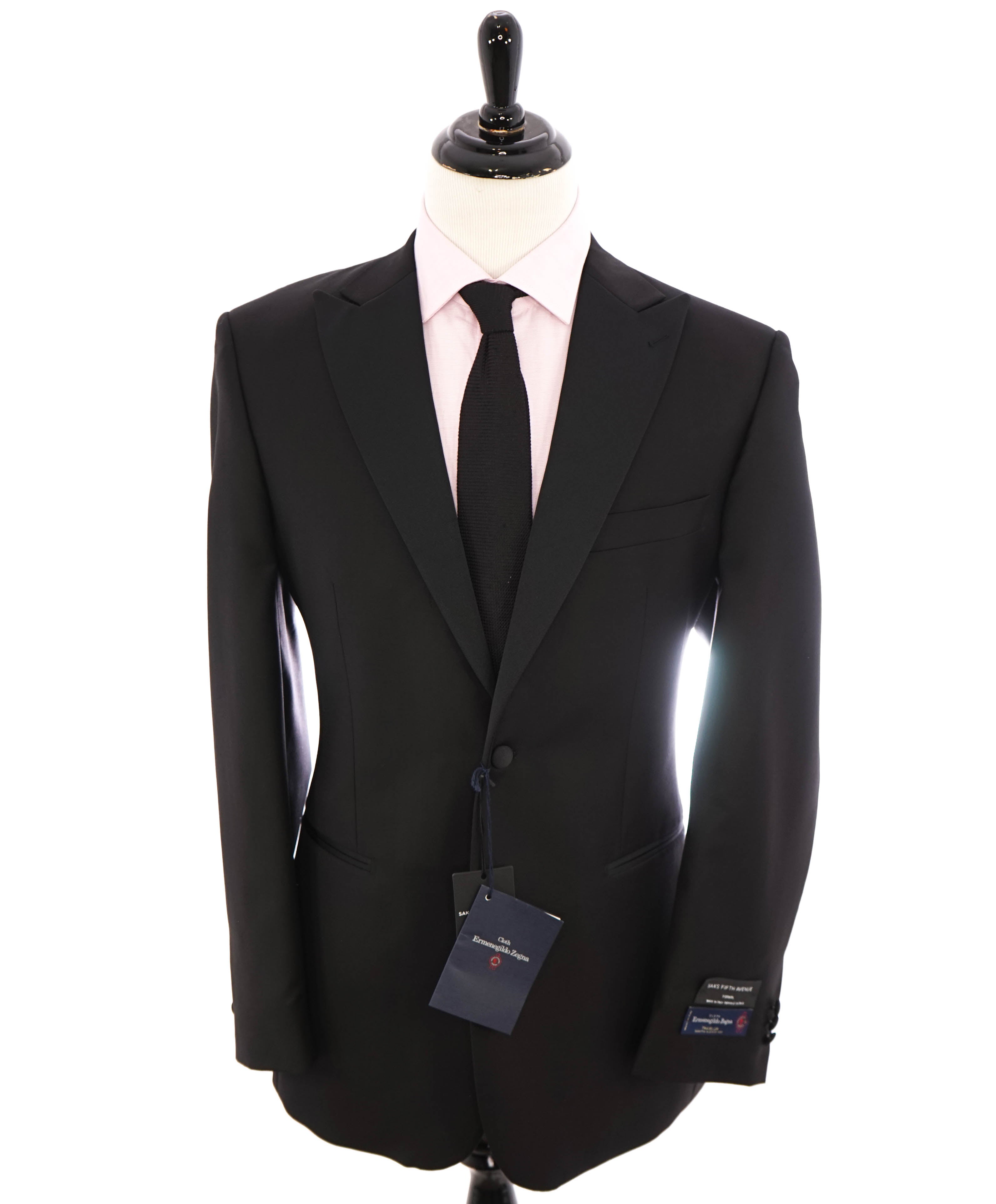 ERMENEGILDO ZEGNA - By SAKS FIFTH AVENUE "Peak" Black Tuxedo Suit - 42L