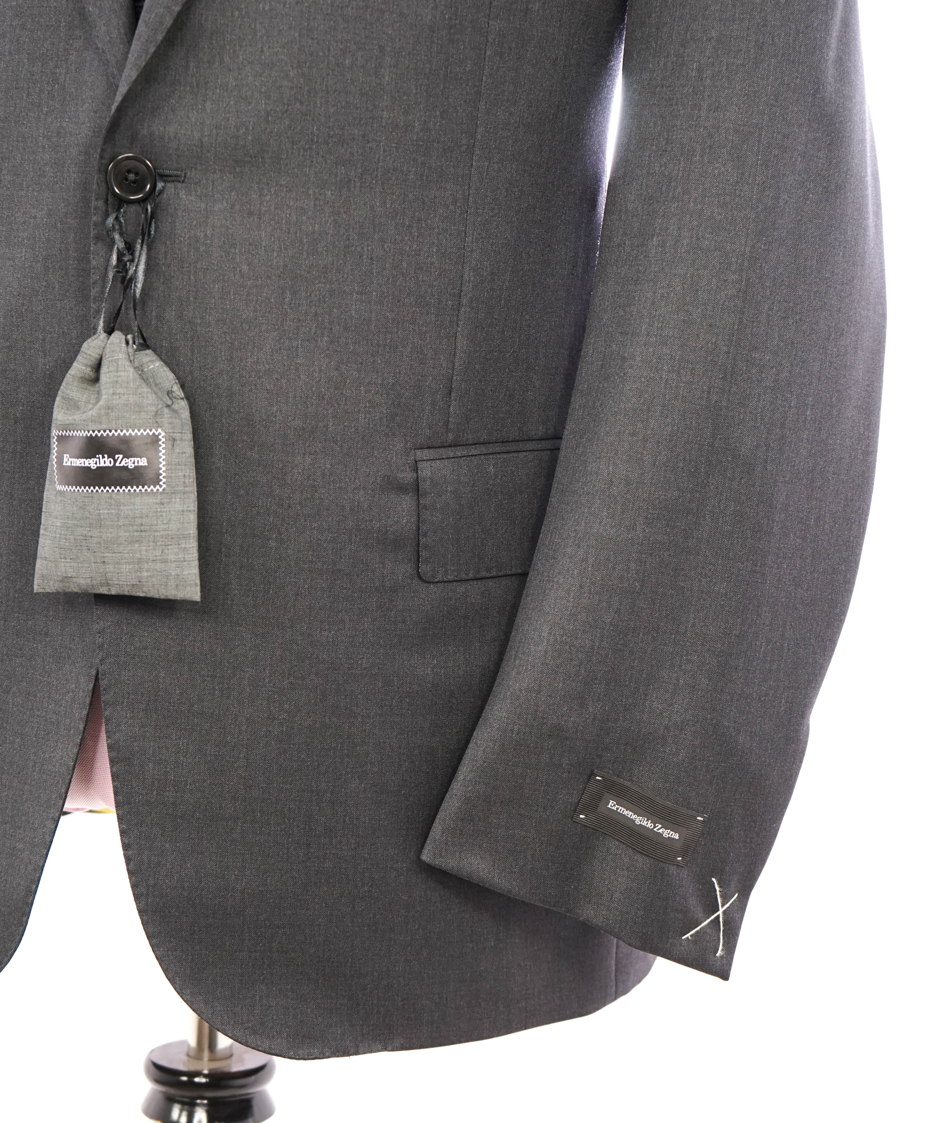 ERMENEGILDO ZEGNA - “MICRONSPHERE" Gray Solid Notch Lapel Suit - 44R