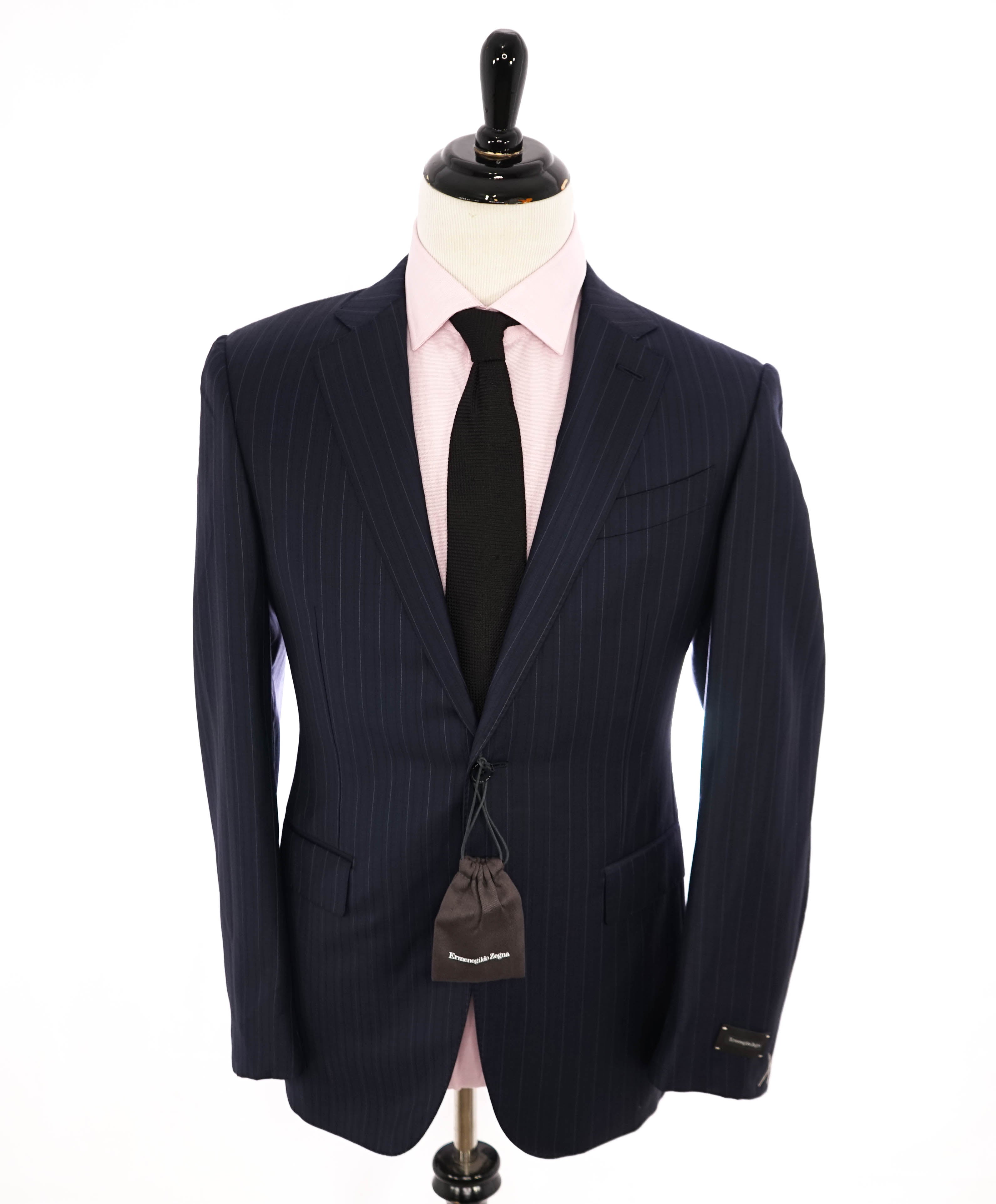 ERMENEGILDO ZEGNA -"TROFEO" MILANO Tonal Alternating Blue Stripe Suit - 40R