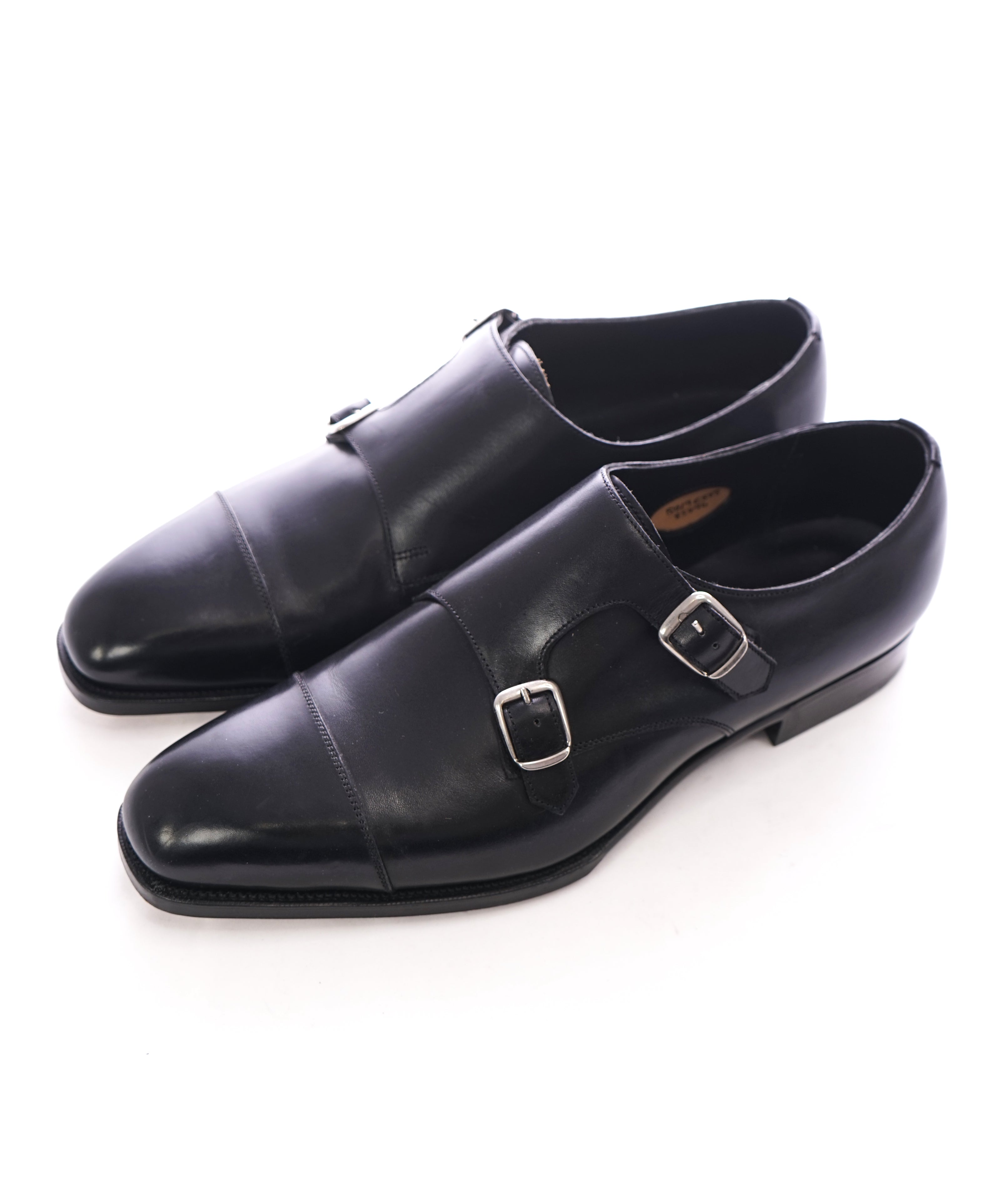 EDWARD GREEN -Iconic Double Monk Cap-Toe Black Loafers- Hand Made - 9US