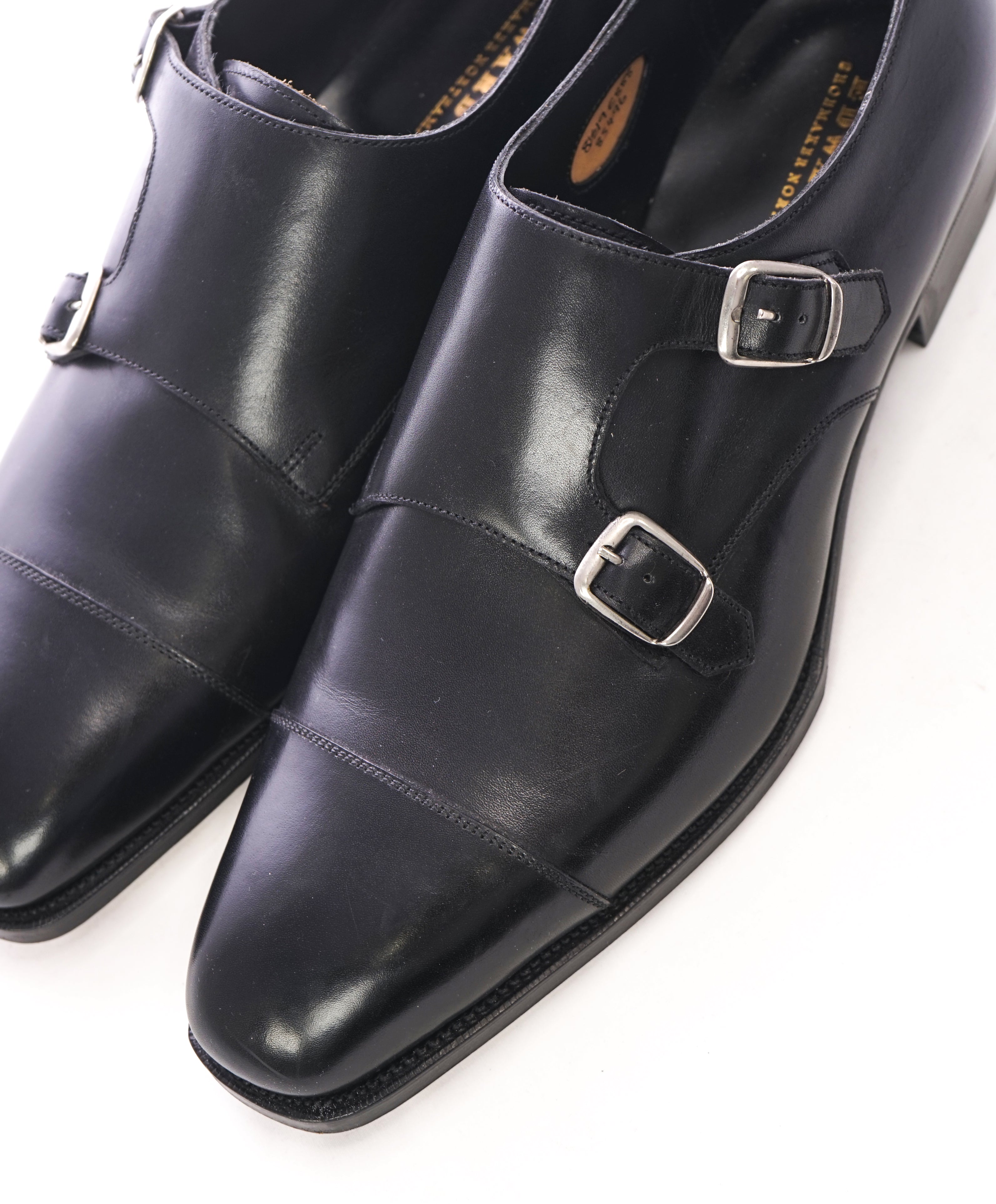 EDWARD GREEN -Iconic Double Monk Cap-Toe Black Loafers- Hand Made - 9US