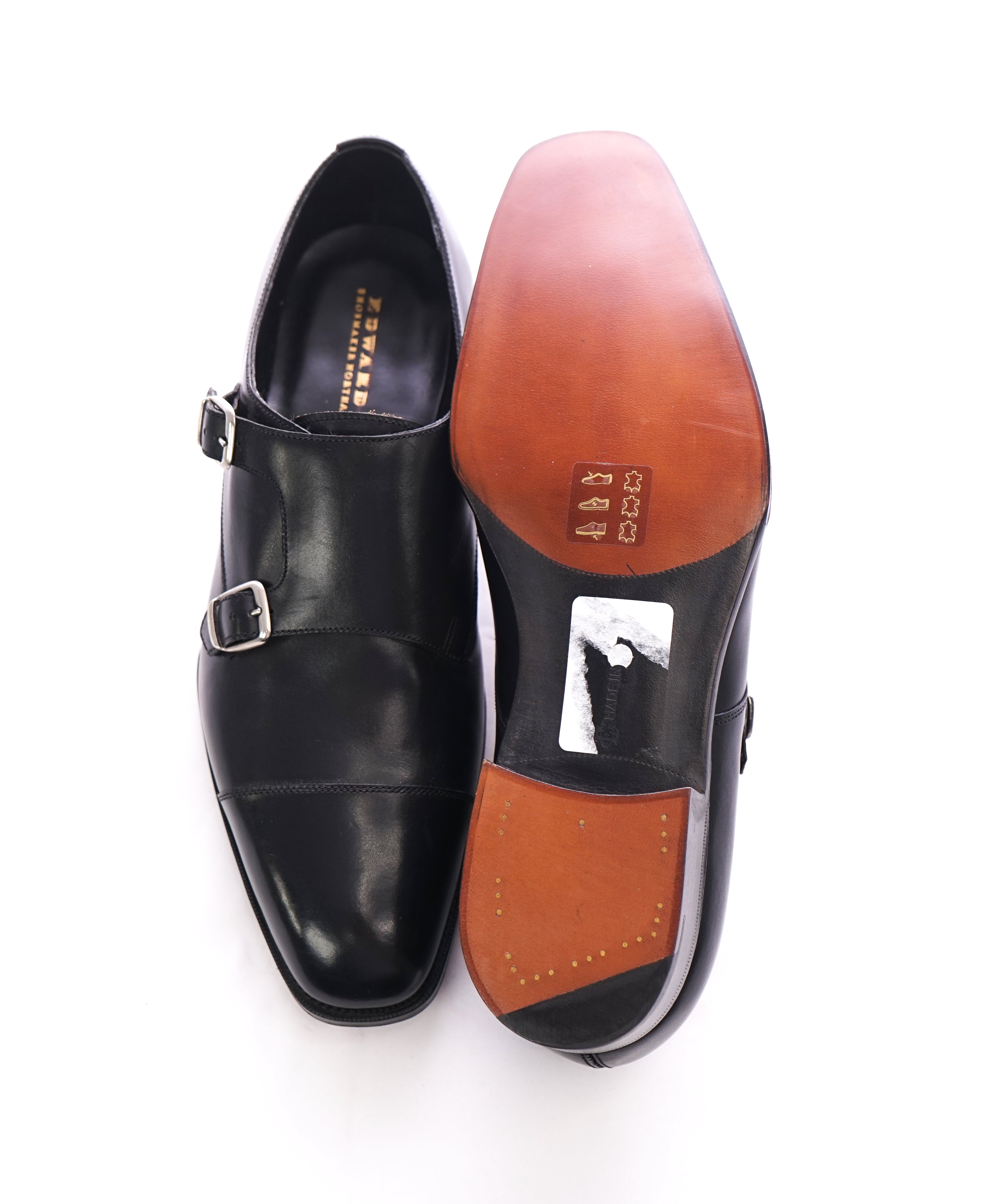 EDWARD GREEN -Iconic Double Monk Cap-Toe Black Loafers- Hand Made - 9US