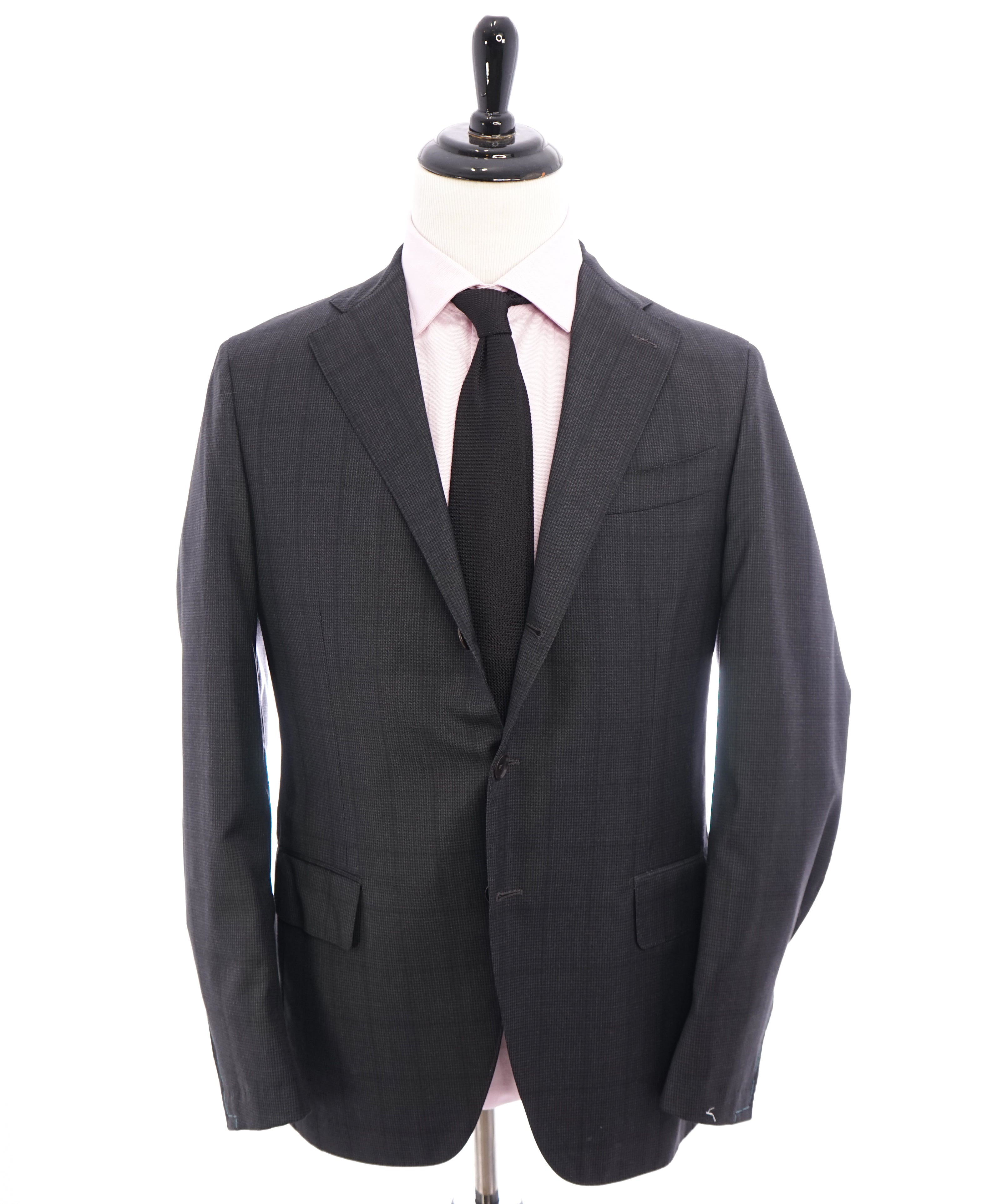 $1,795 EIDOS - Gray Plaid Check "TENERO" 2-3 Button Roll Lapel Wool Suit  - 42R