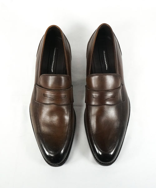 ERMENEGILDO ZEGNA - “Garonne” Brown Penny Loafers Galace Tips - 10