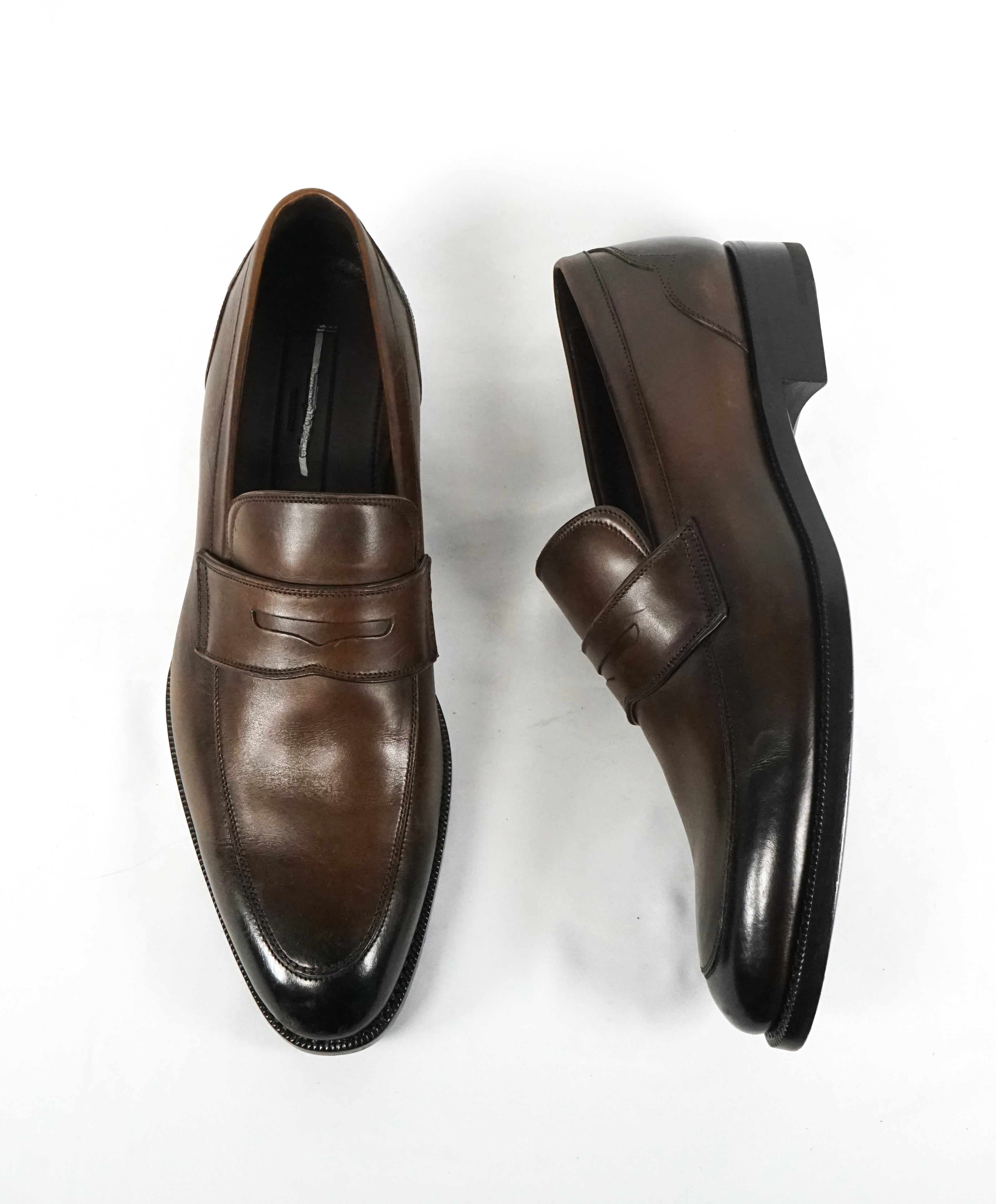 ERMENEGILDO ZEGNA - “Garonne” Brown Penny Loafers Galace Tips - 10