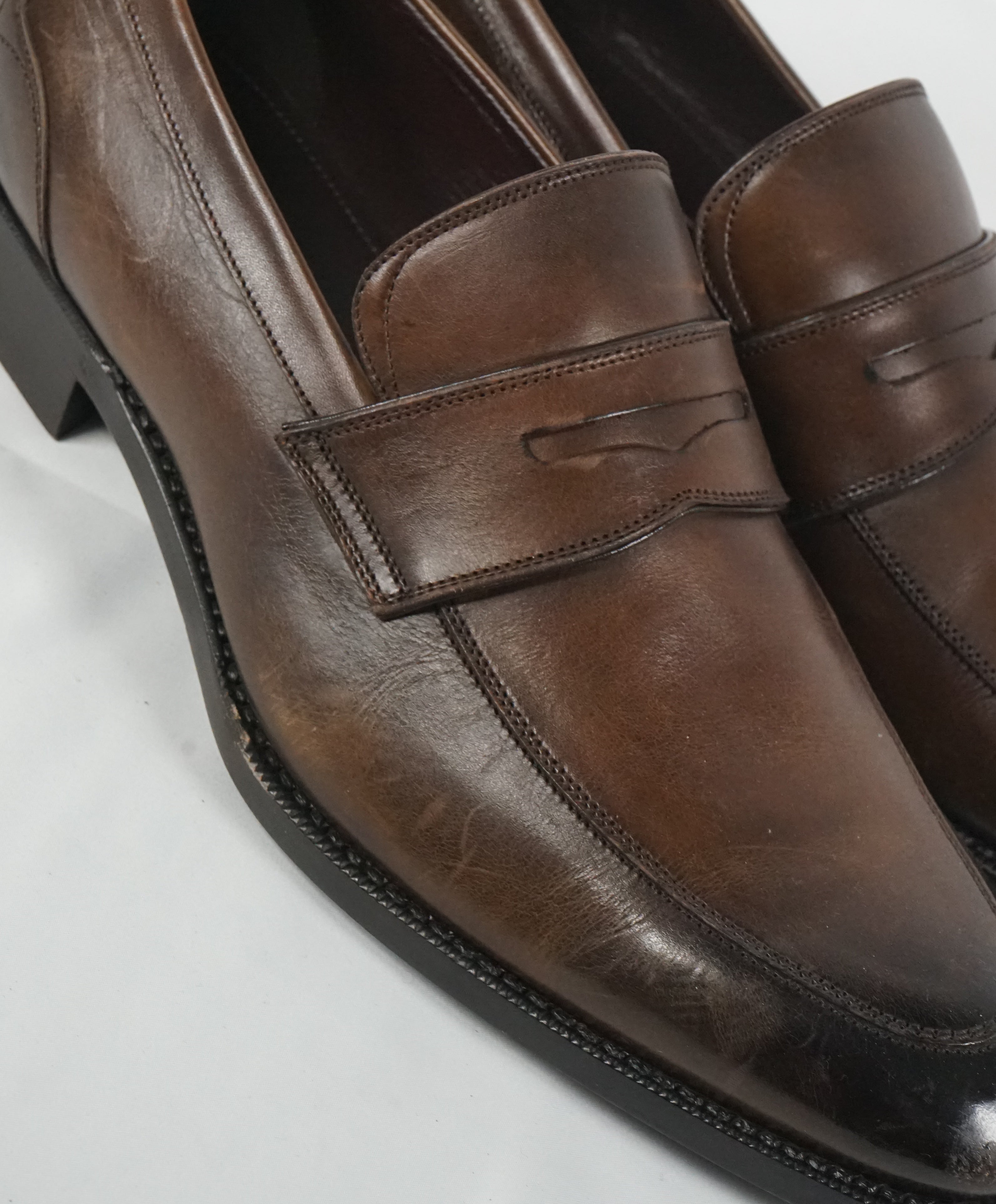 ERMENEGILDO ZEGNA - “Garonne” Brown Penny Loafers Galace Tips - 10