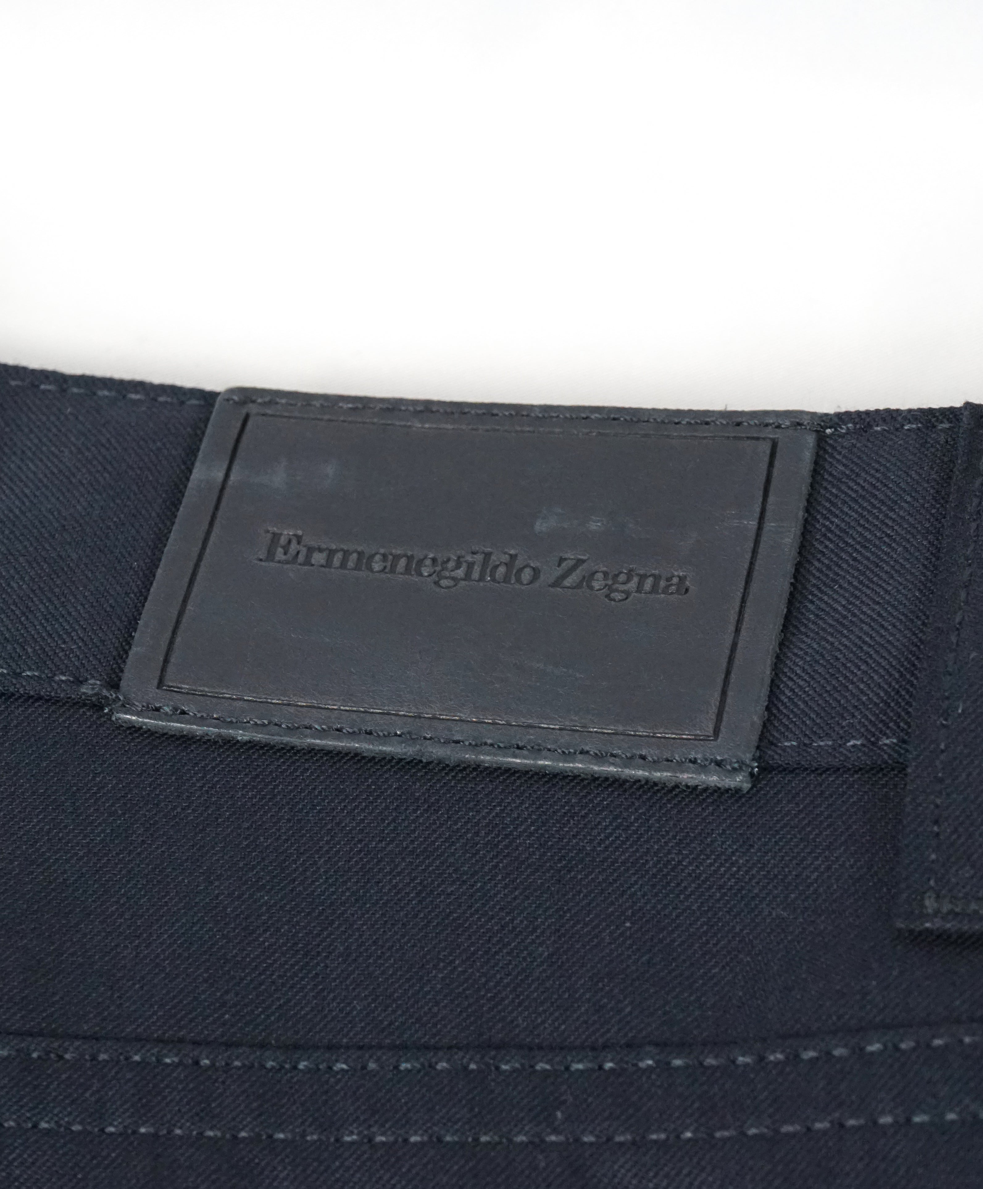 ERMENEGILDO ZEGNA - Navy 5-Pocket Twill Weave Logo Pants - 38W