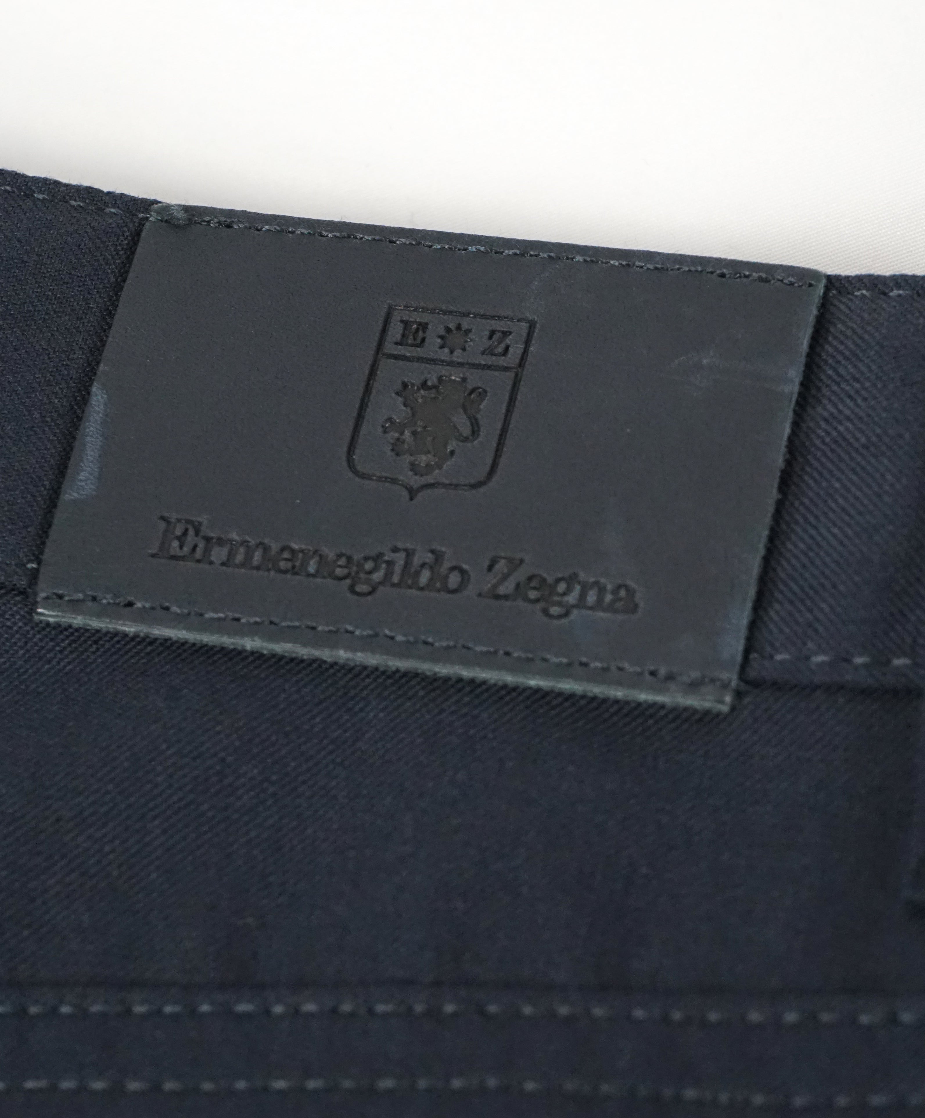 ERMENEGILDO ZEGNA - Navy 5-Pocket Twill Weave Logo Pants - 34W