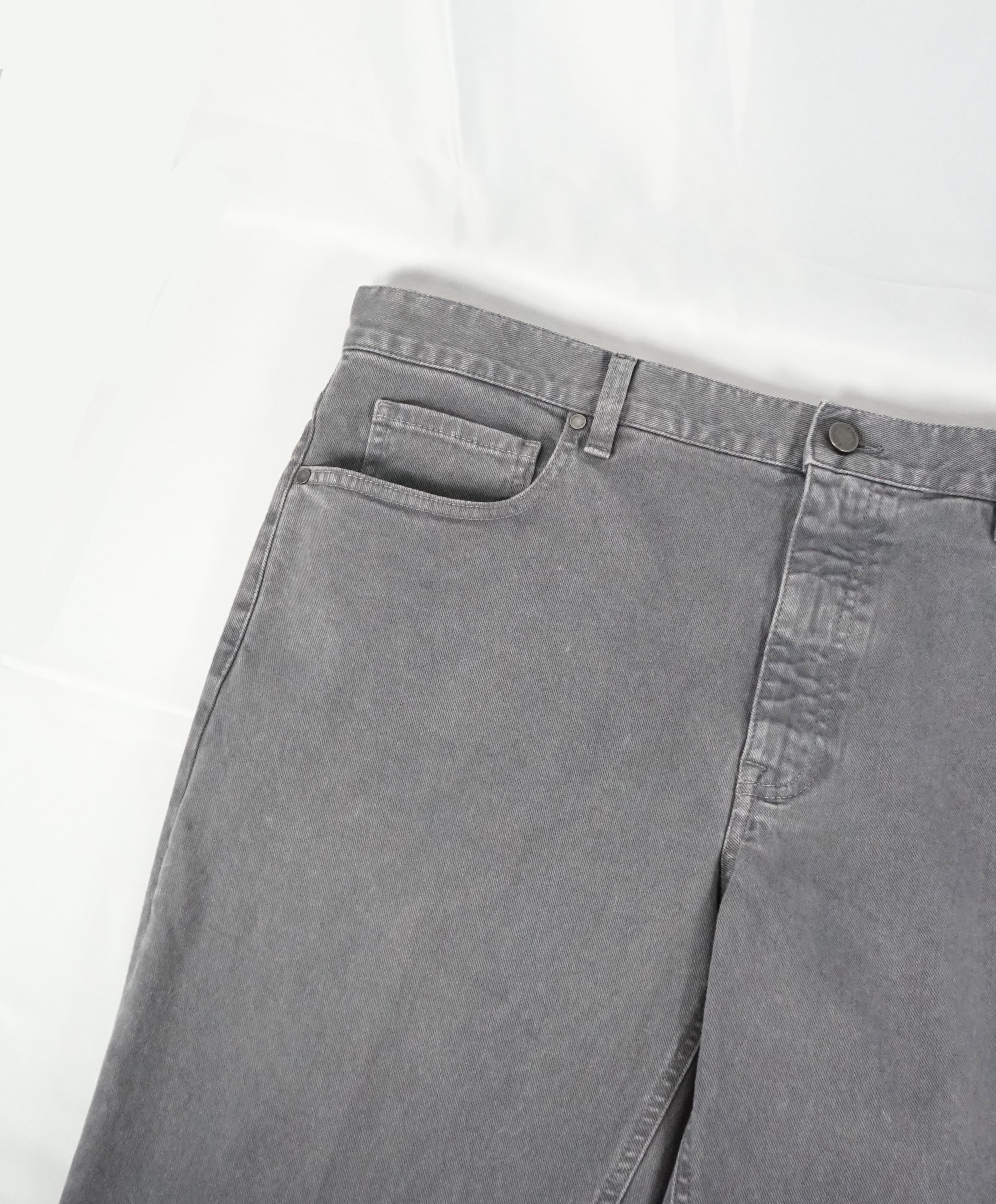 Z Zegna - Gray Washed 5-Pocket Twill Weave Logo Pants Jeans - 38W