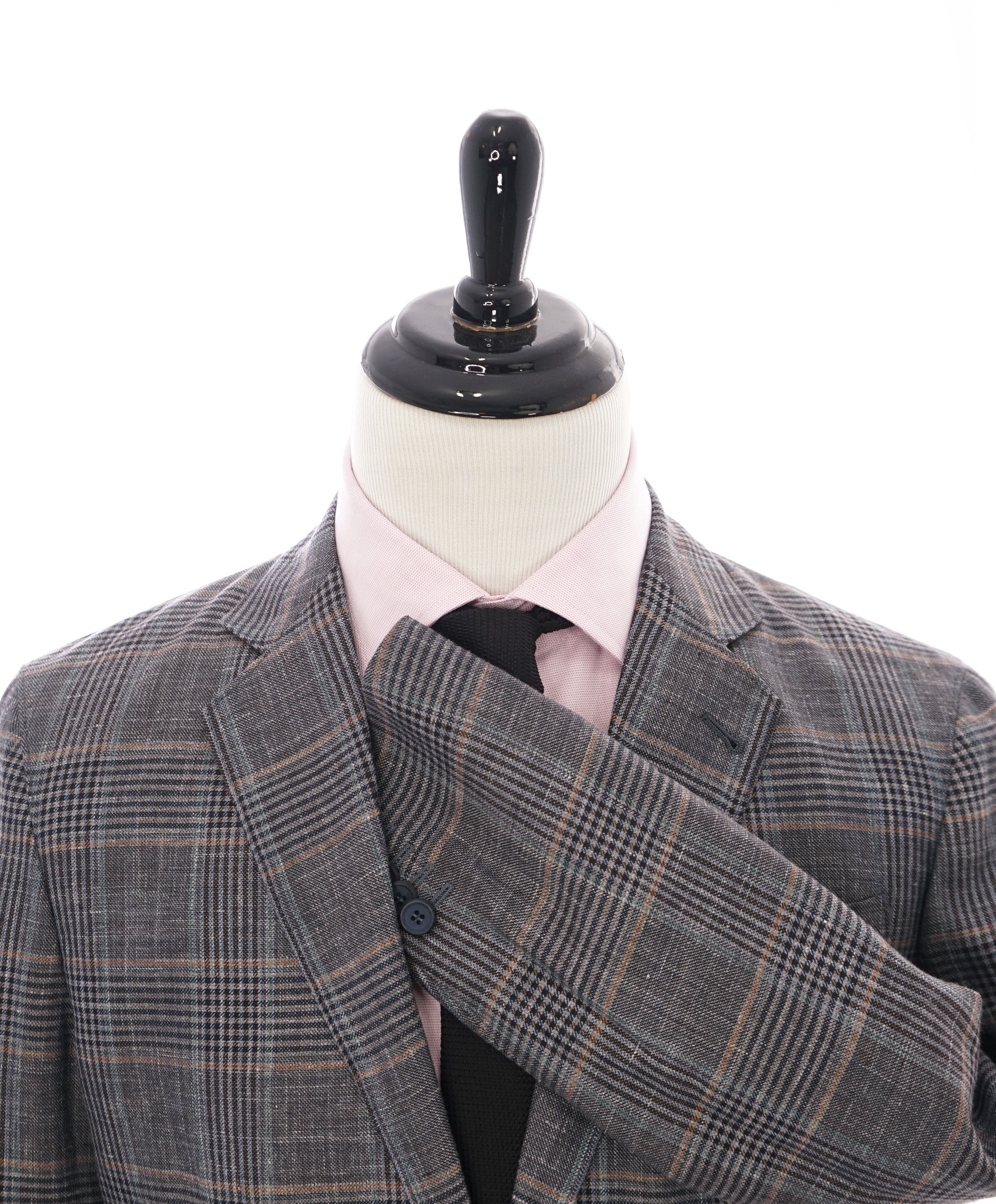 GIORGIO ARMANI - “UPTON” Wool/Silk/Linen Bold Glen Plaid Check Blazer - 42S