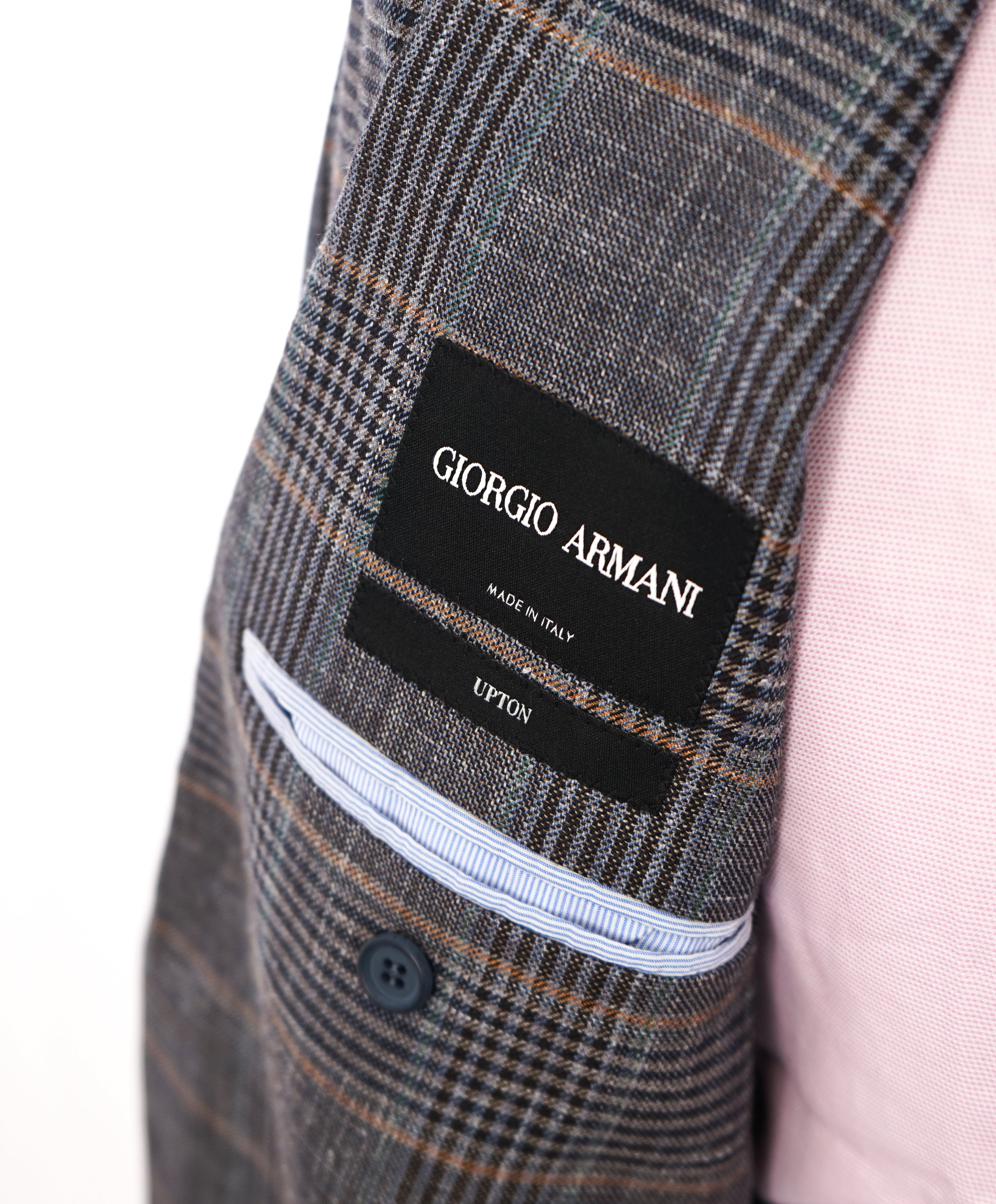 GIORGIO ARMANI - “UPTON” Wool/Silk/Linen Bold Glen Plaid Check Blazer - 42S