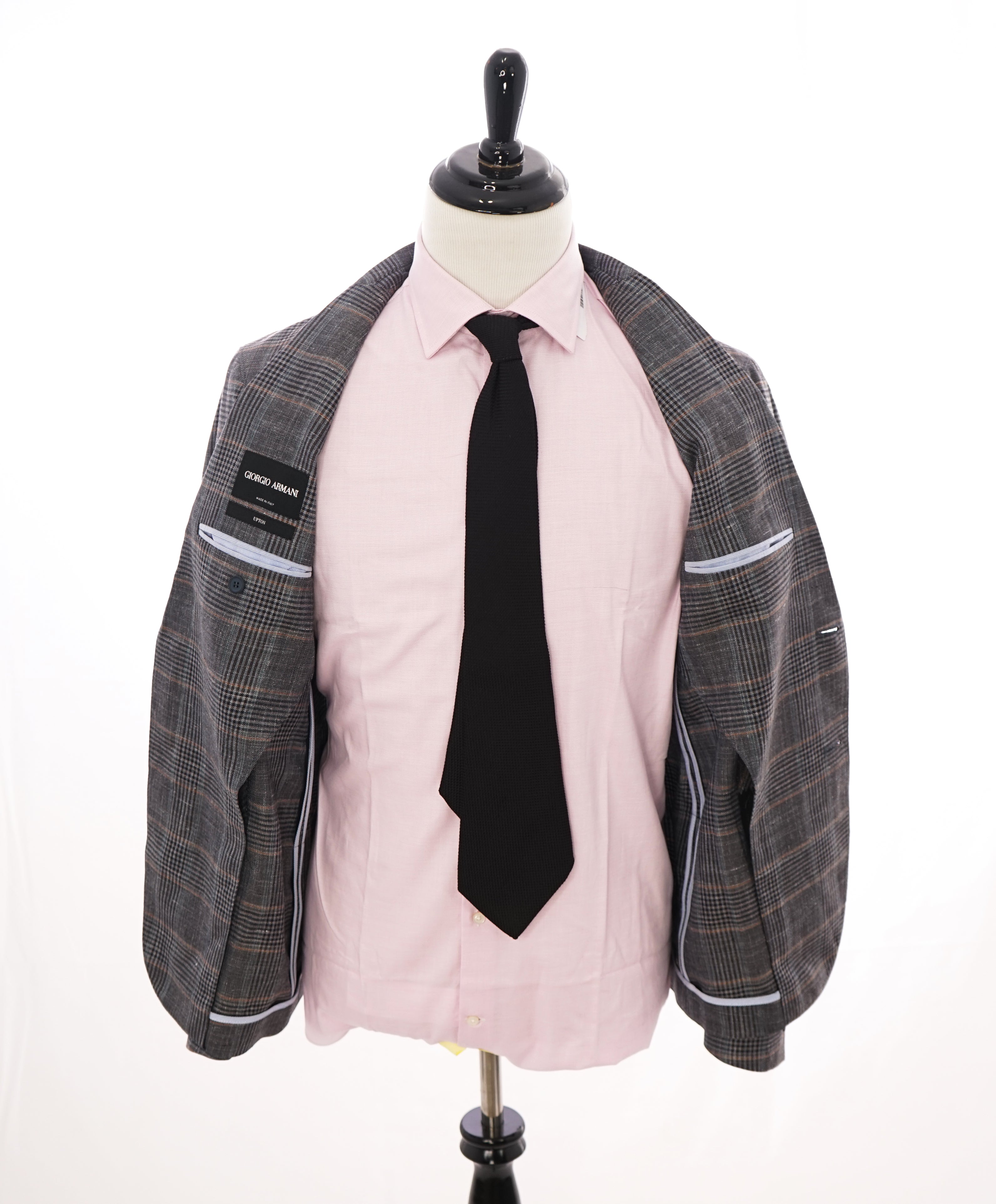 GIORGIO ARMANI - “UPTON” Wool/Silk/Linen Bold Glen Plaid Check Blazer - 42S